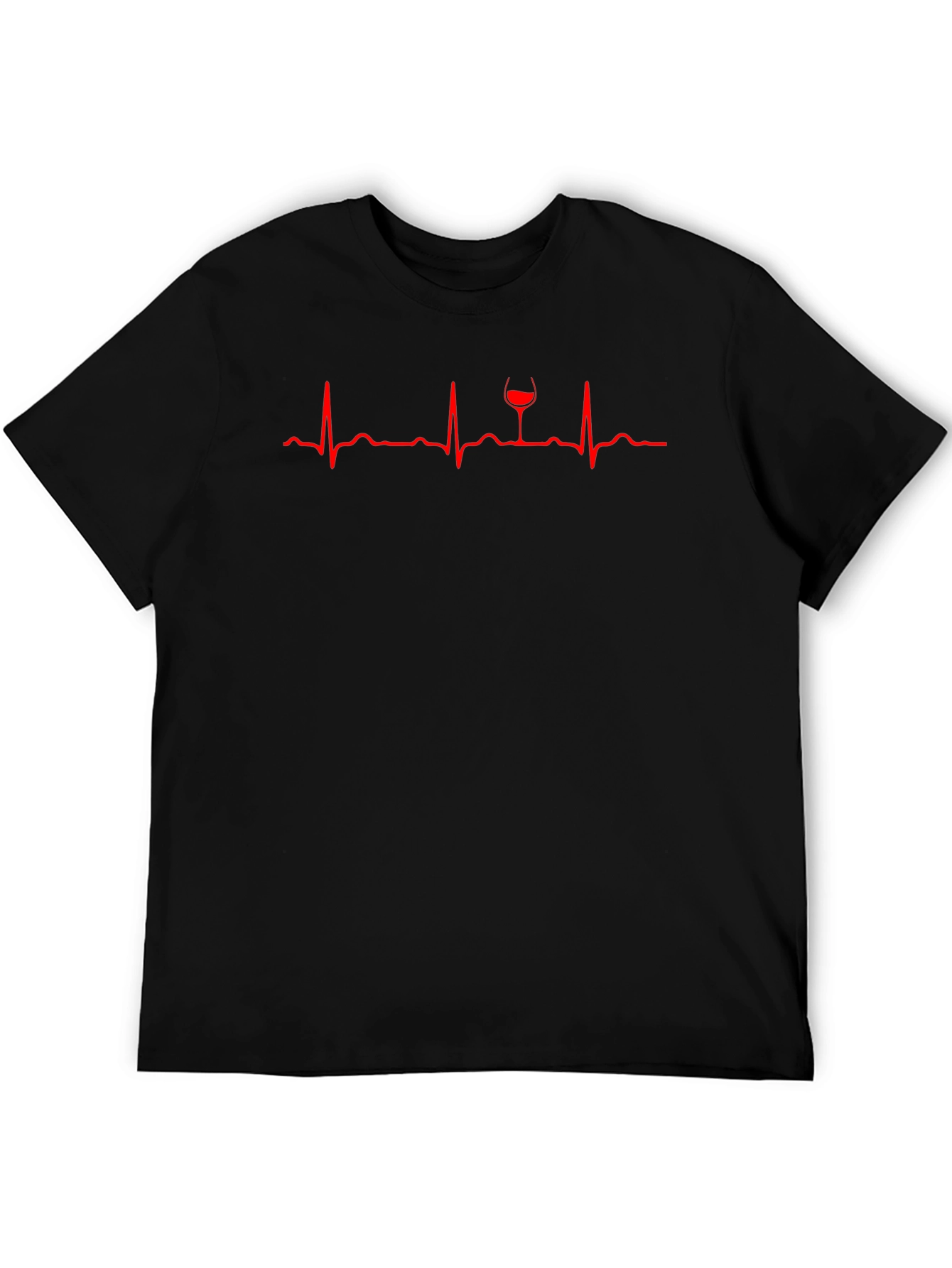 Black Wine Lover Heartbeat T-Shirt view 5