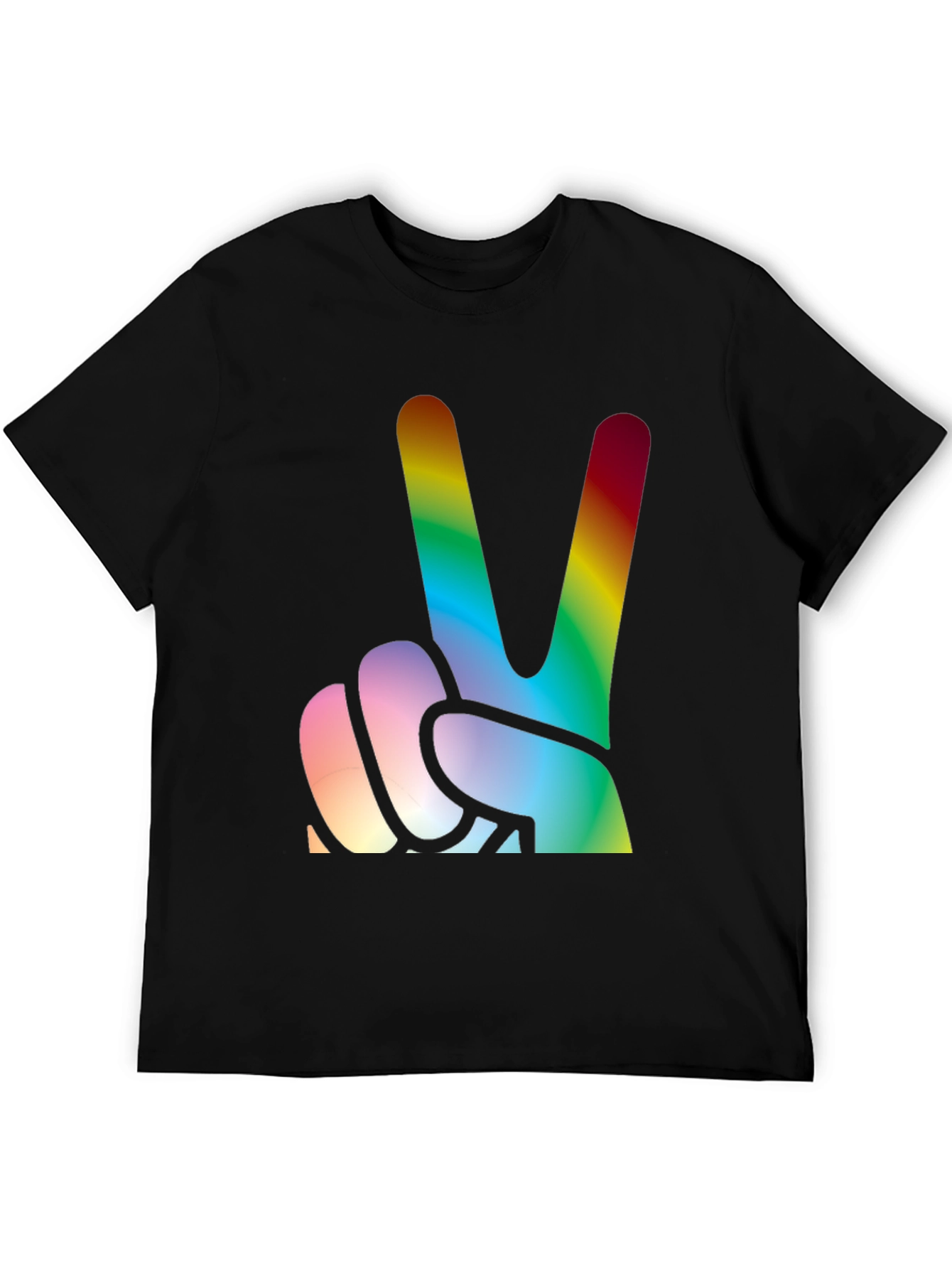Black Rainbow Peace Sign Graphic Tee view 5