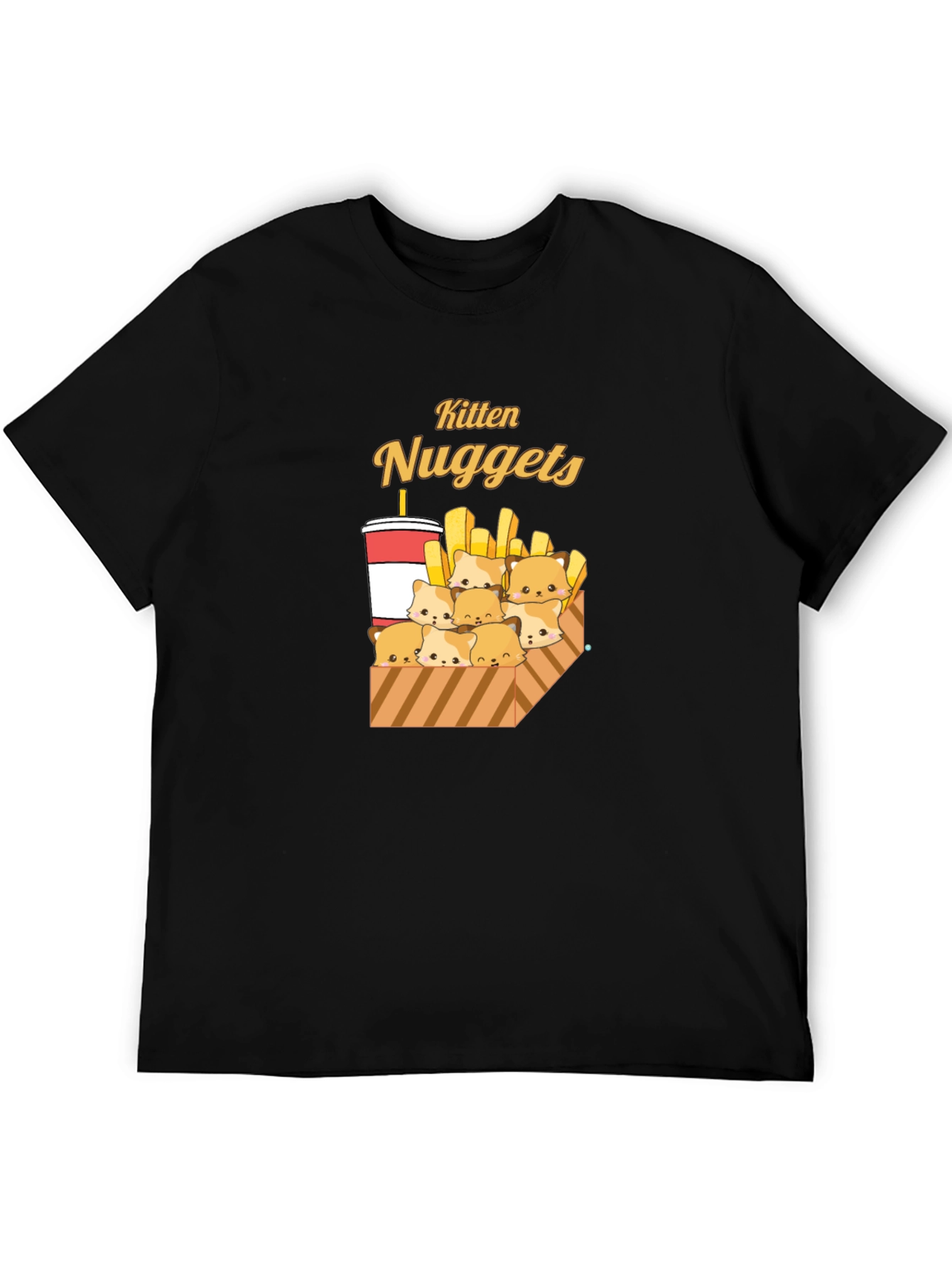 Black Kitten Nuggets T-Shirt - Cute Cartoon Tee view 5