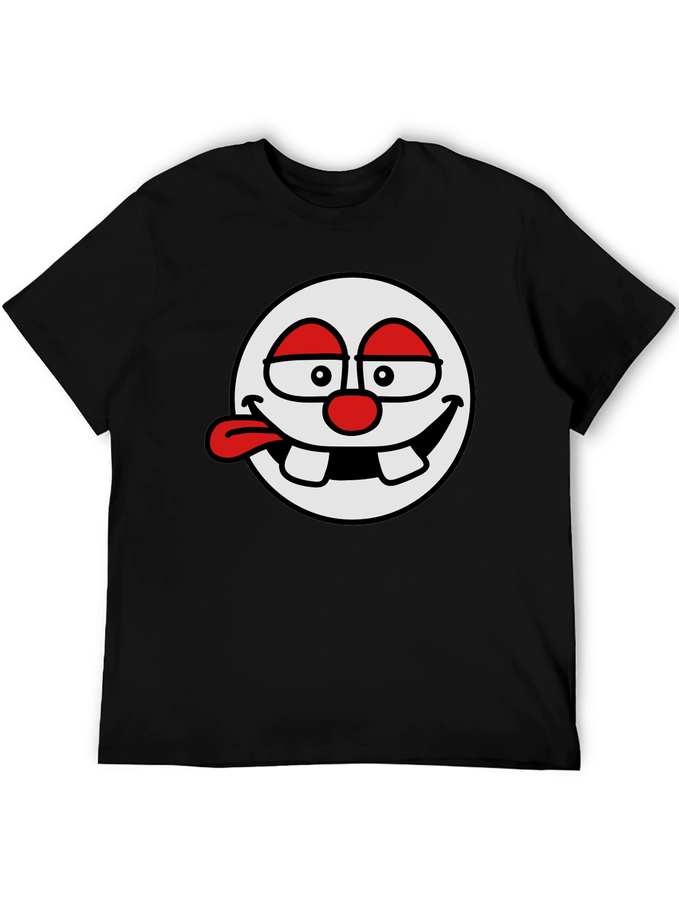 Black Funny Cartoon Face Black T-Shirt view 5