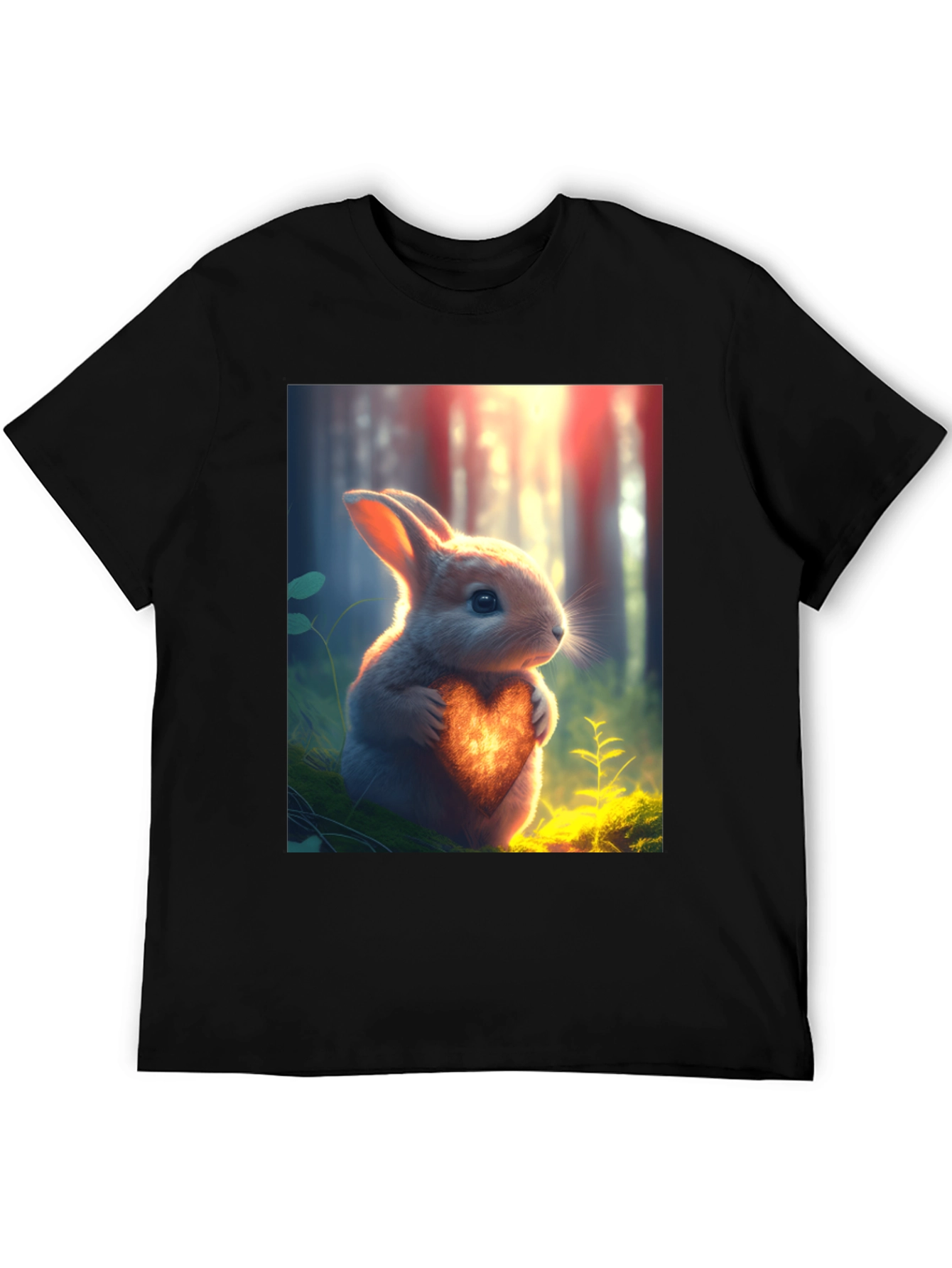 Black Heartfelt Bunny Graphic Tee - Soft Black Cotton view 5