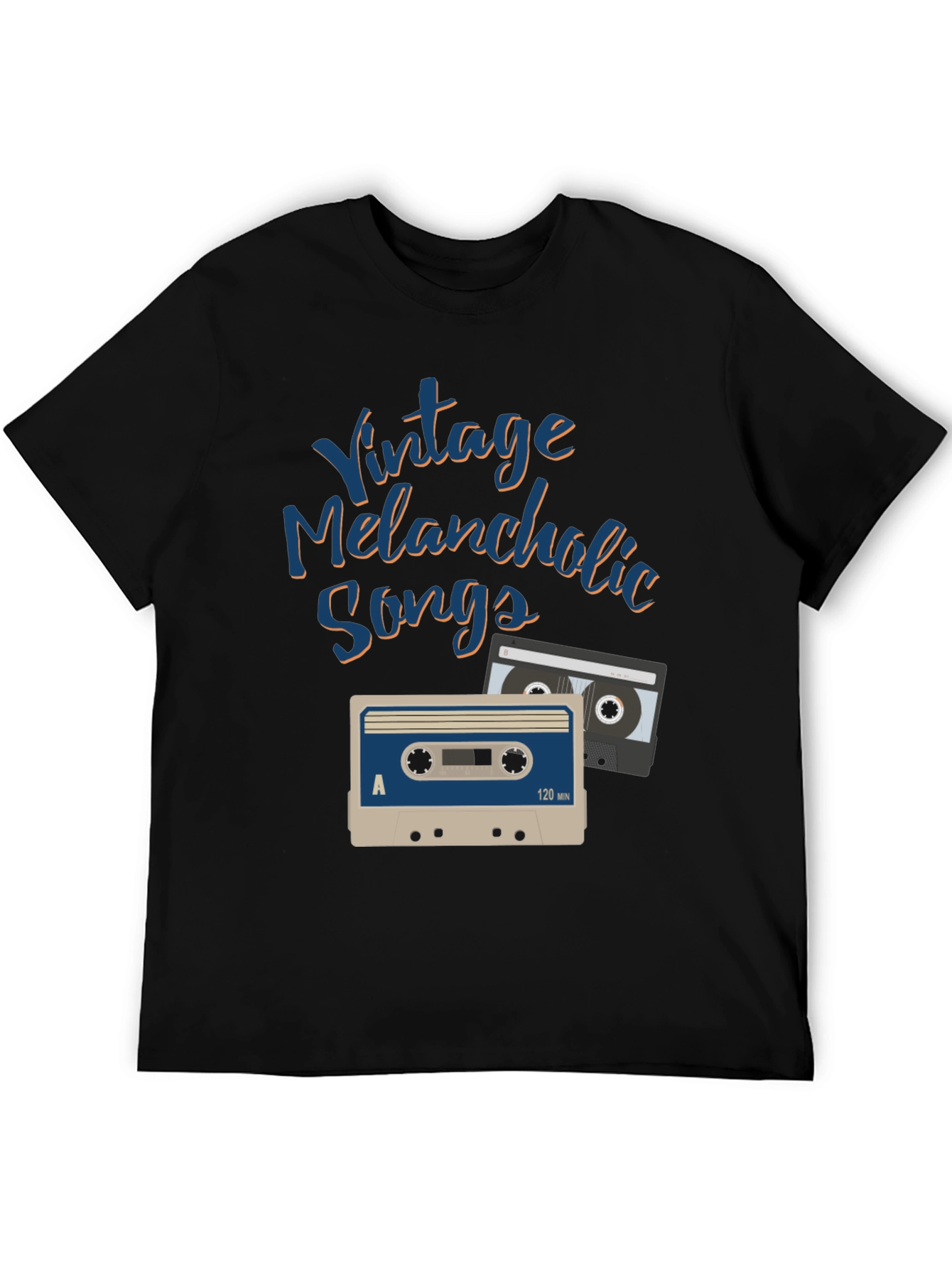 Black Vintage Melancholic Songs Graphic Tee view 5