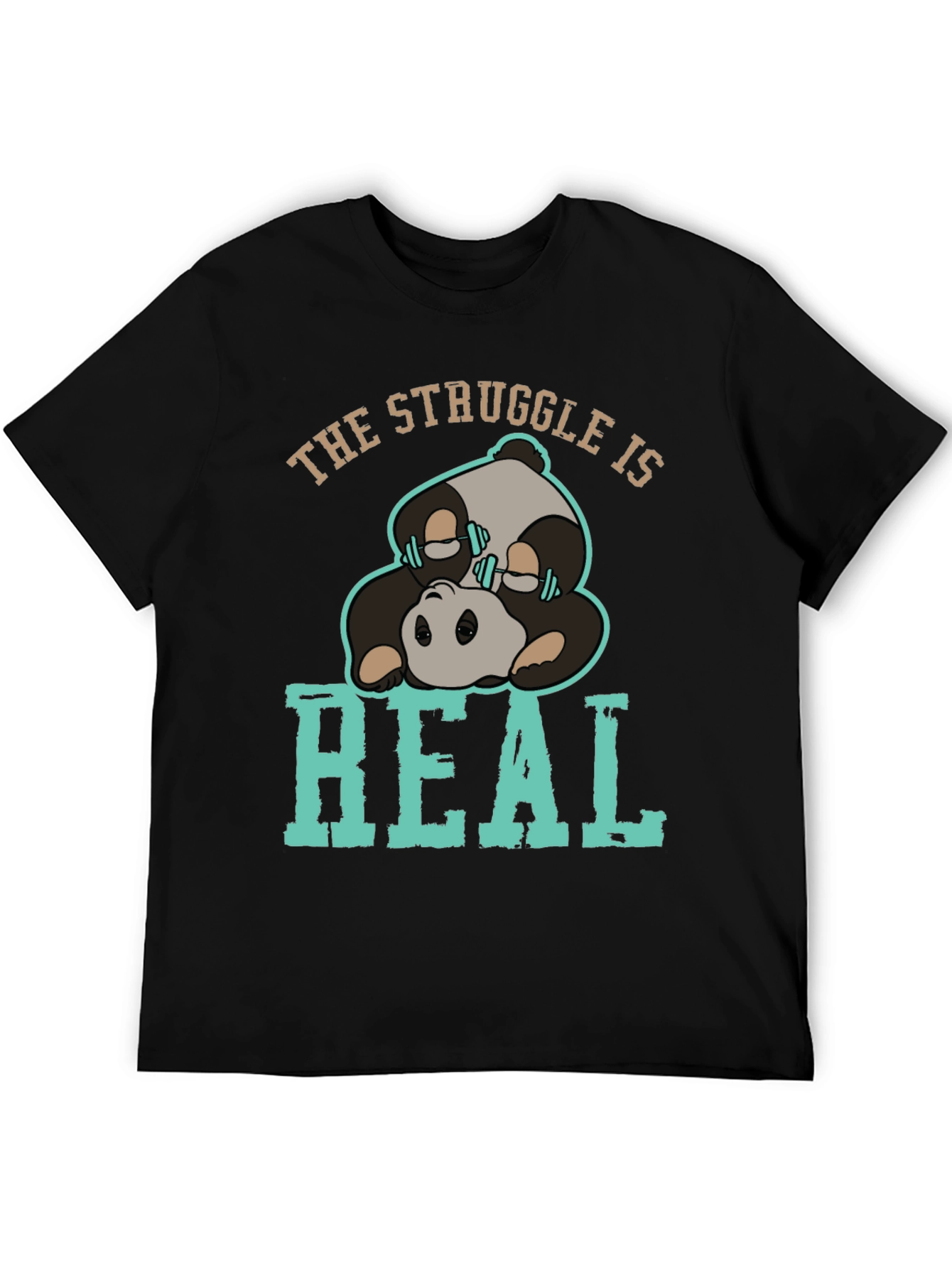 Black The Struggle Is Real Panda T-Shirt view 5