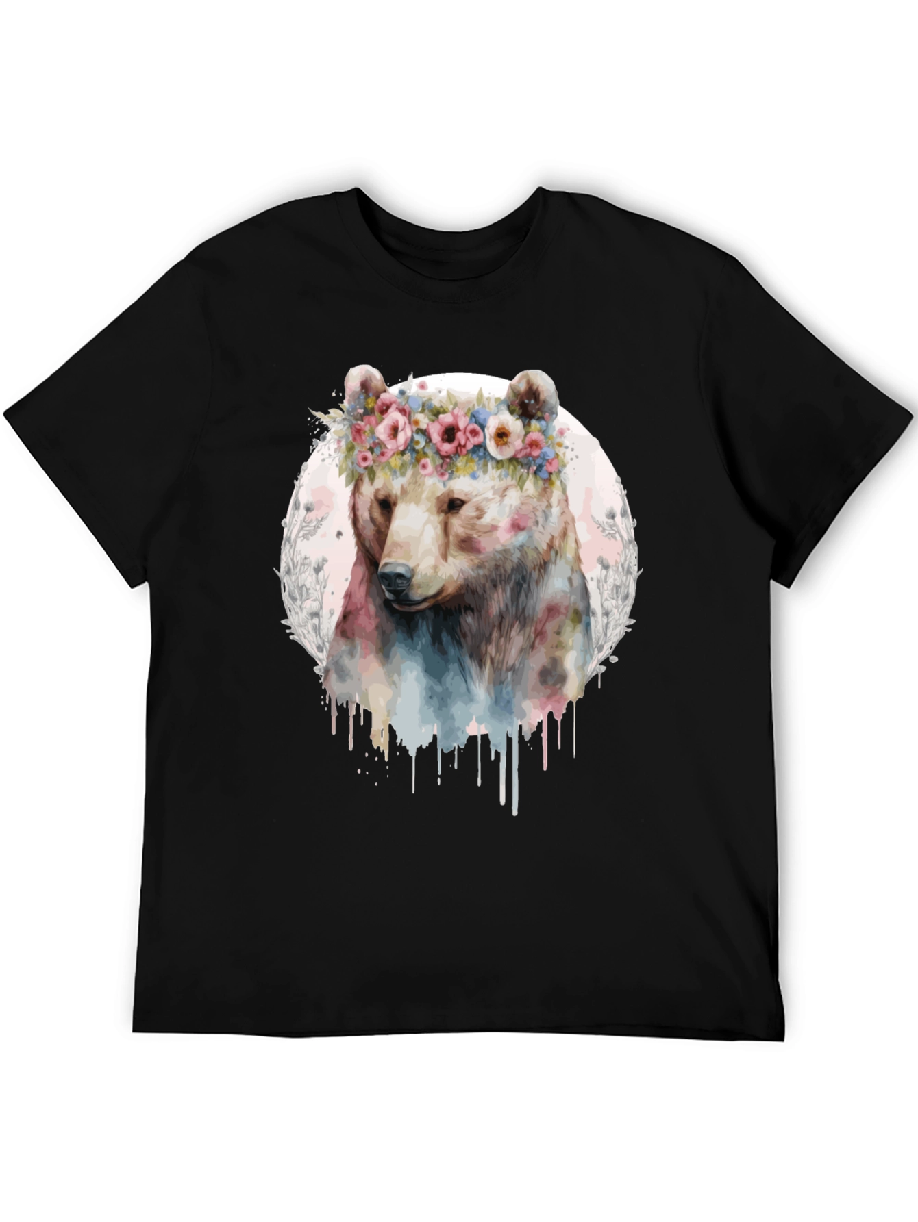 Black Bear with Flower Crown Graphic Tee view 5