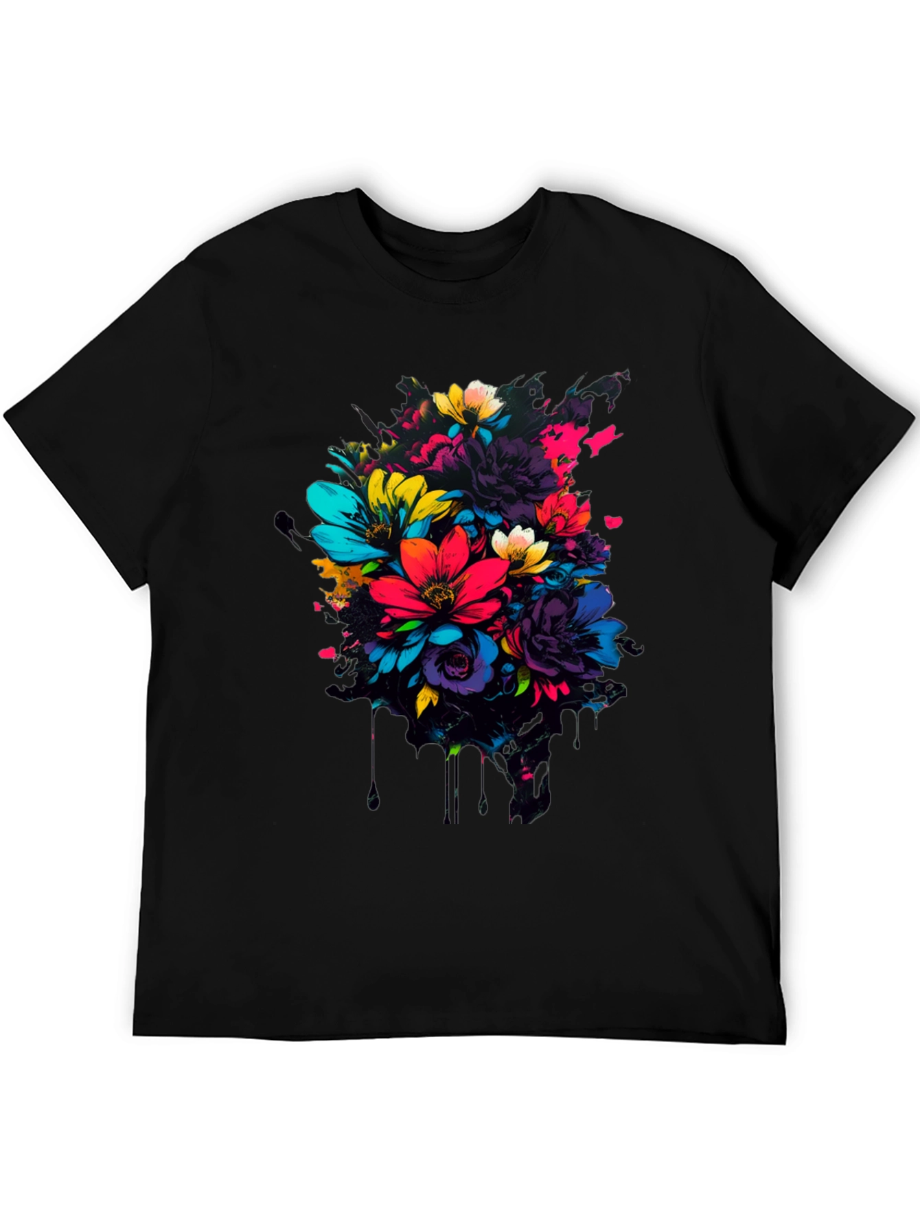 Black Floral Burst Graphic Tee - Vivid Colors view 5