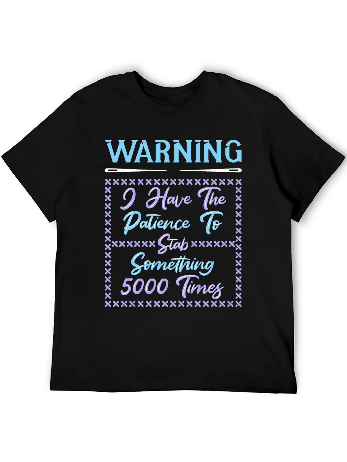 Black Warning: Patience to Stab 5000 Times T-Shirt view 5