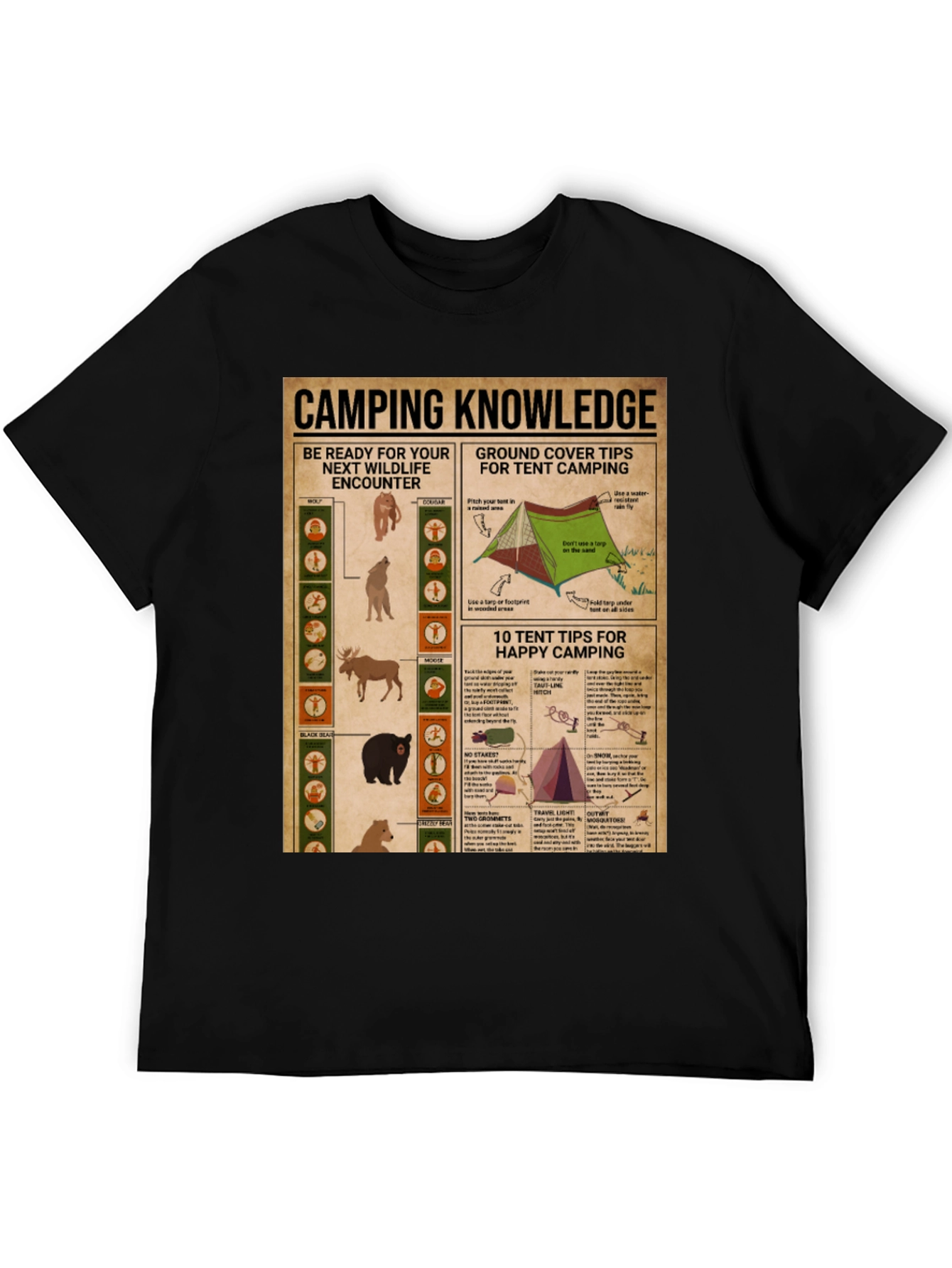 Black Camping Knowledge T-Shirt view 5