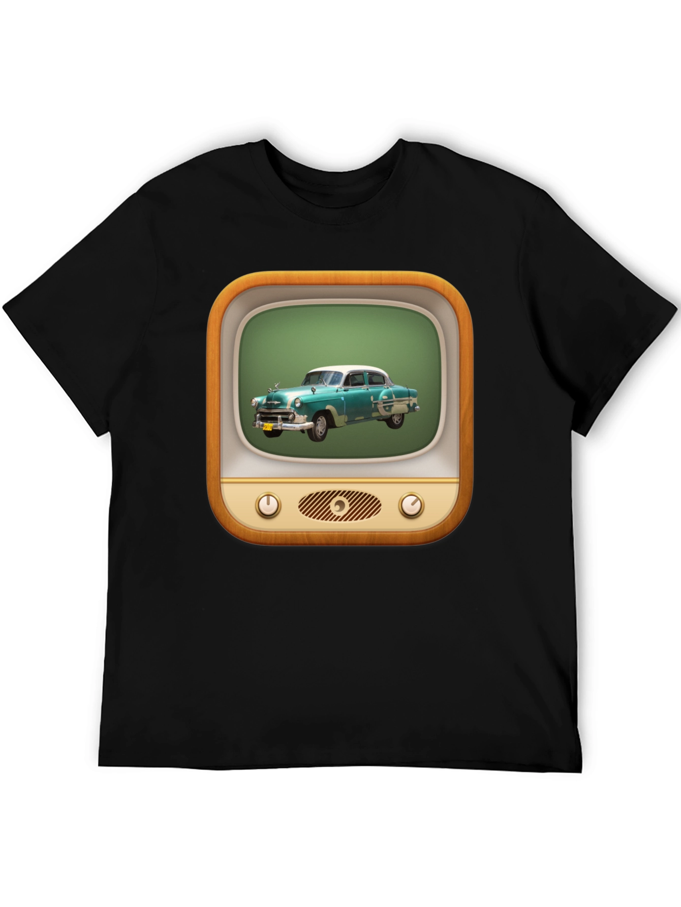 Black Retro Car TV Graphic Black T-Shirt view 5