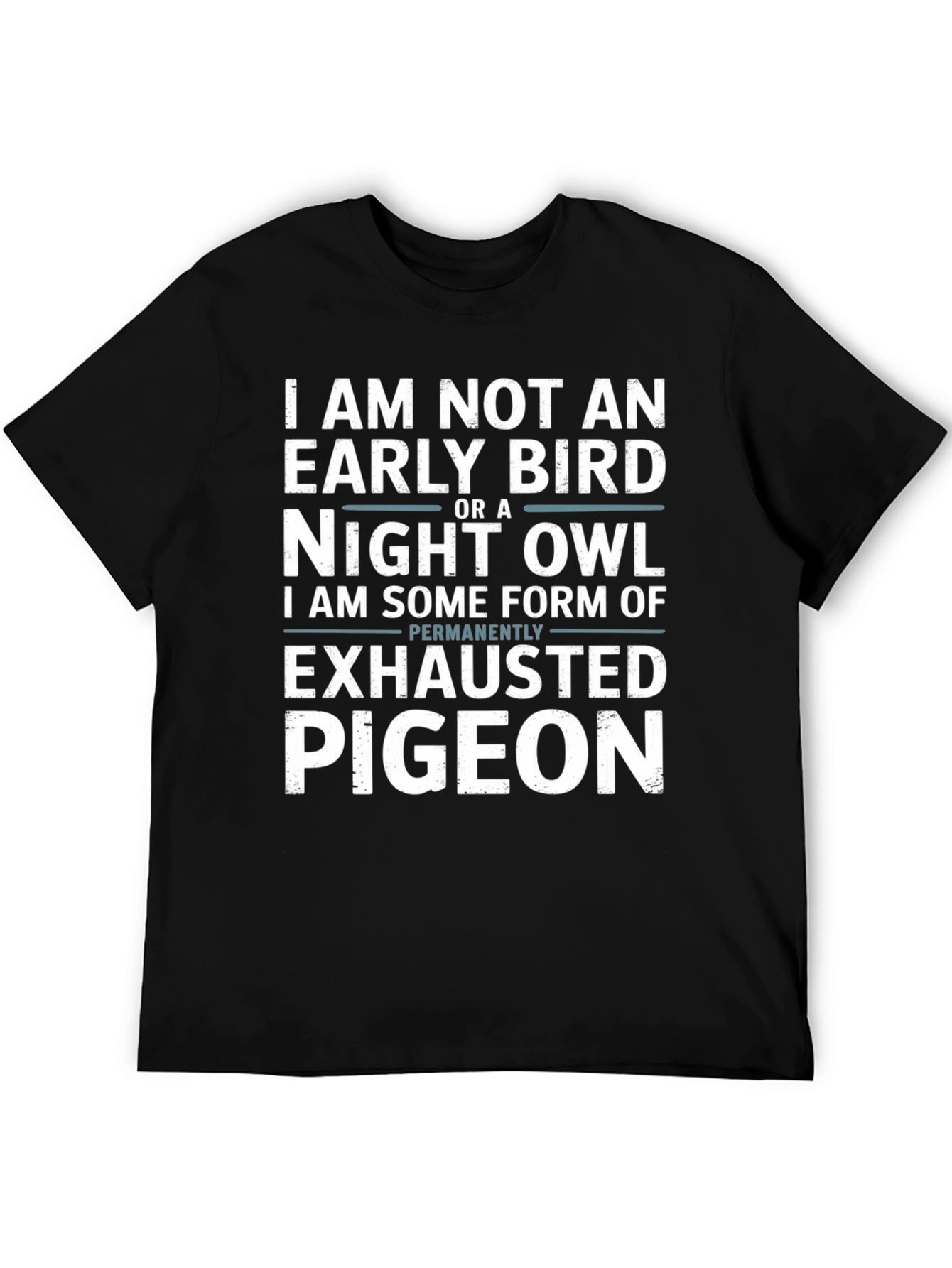 Black Exhausted Pigeon Funny Graphic T-Shirt view 5
