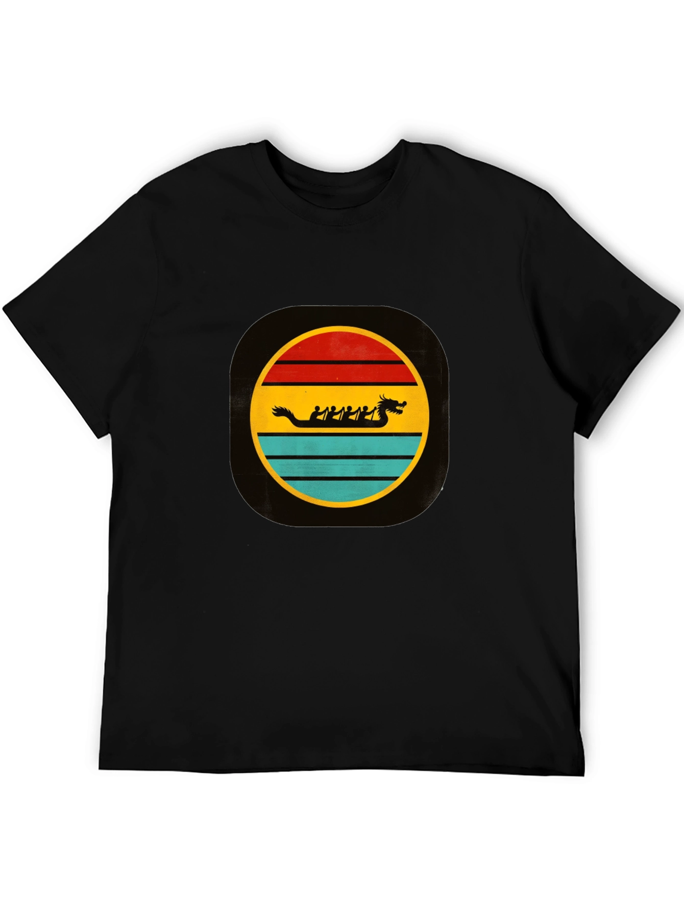 Black Dragon Boat Retro T-Shirt view 5