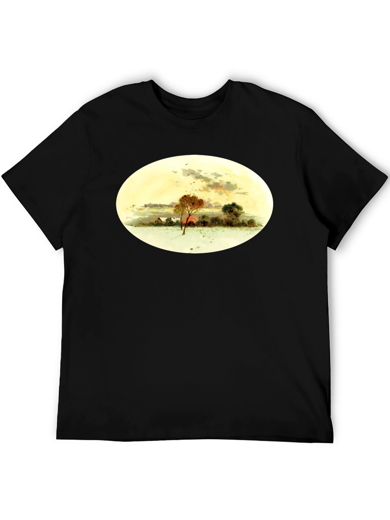 Black Winter Landscape Graphic Black T-Shirt view 5