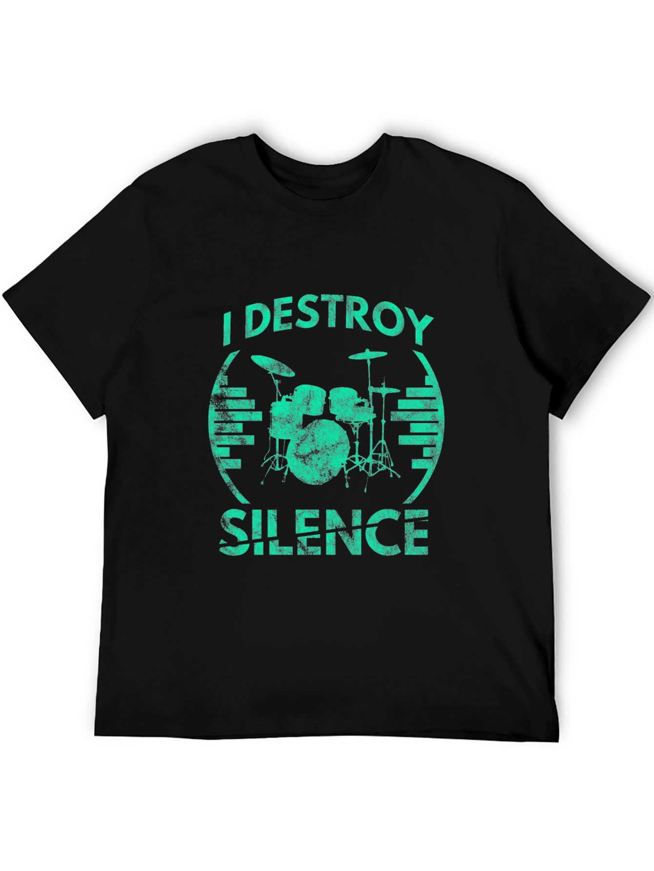 Black I Destroy Silence Drummer T-Shirt - Black view 5