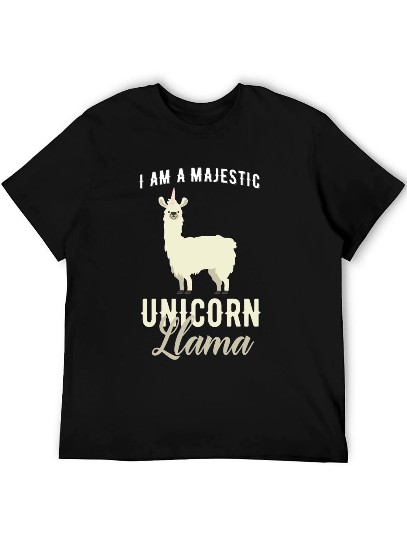 Black Majestic Unicorn Llama Graphic T-Shirt view 5
