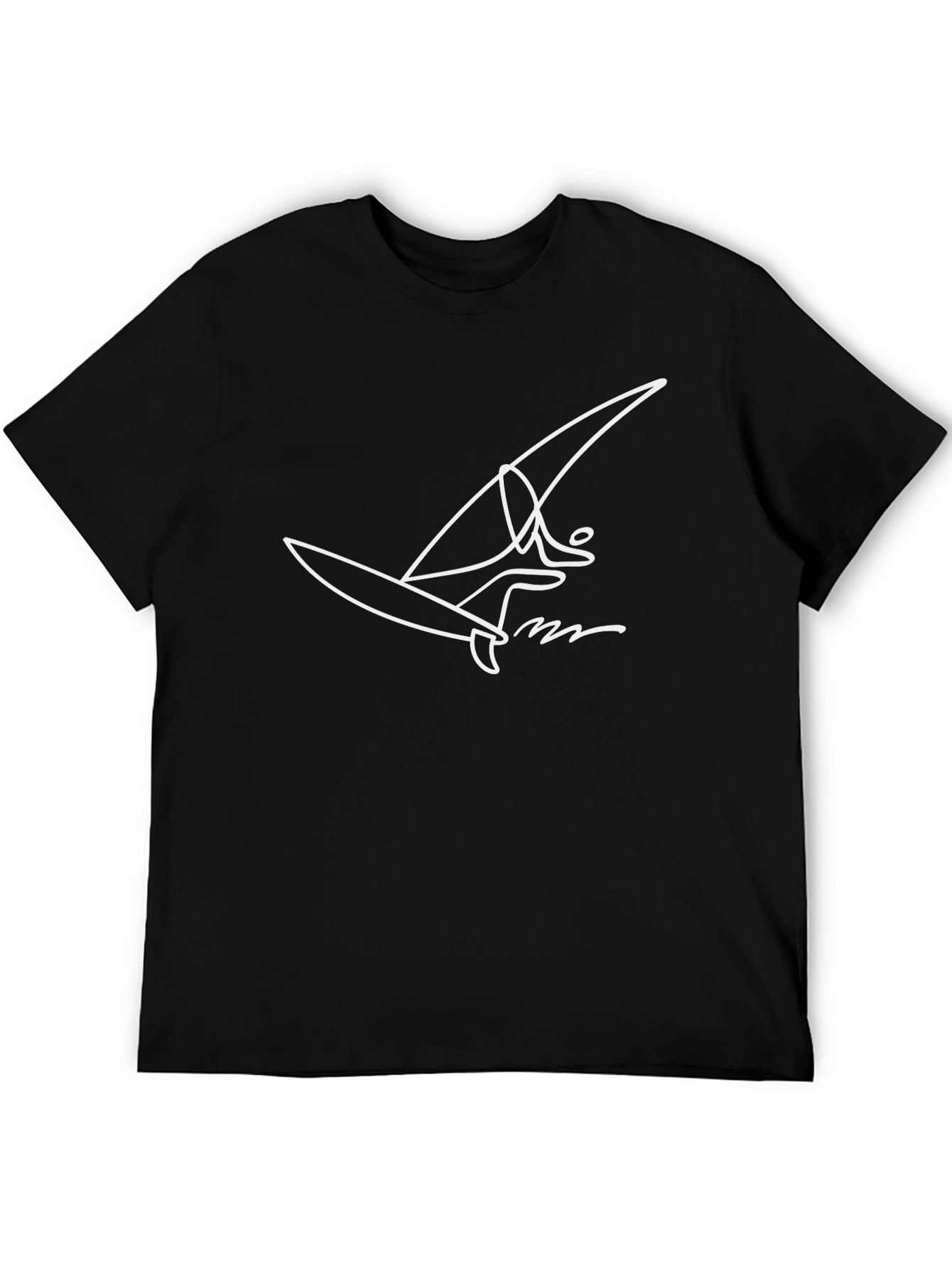 Black Minimalist Windsurfer Graphic Tee - Black Cotton Blend view 5