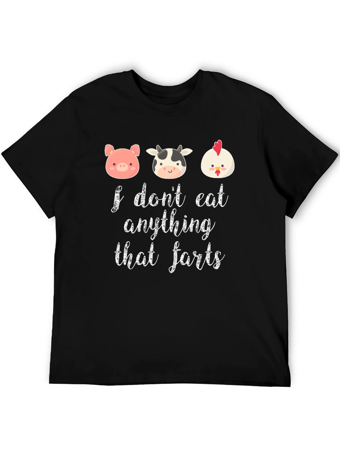 Black Funny Vegan T-Shirt: I Don't Eat Anything That Farts view 5