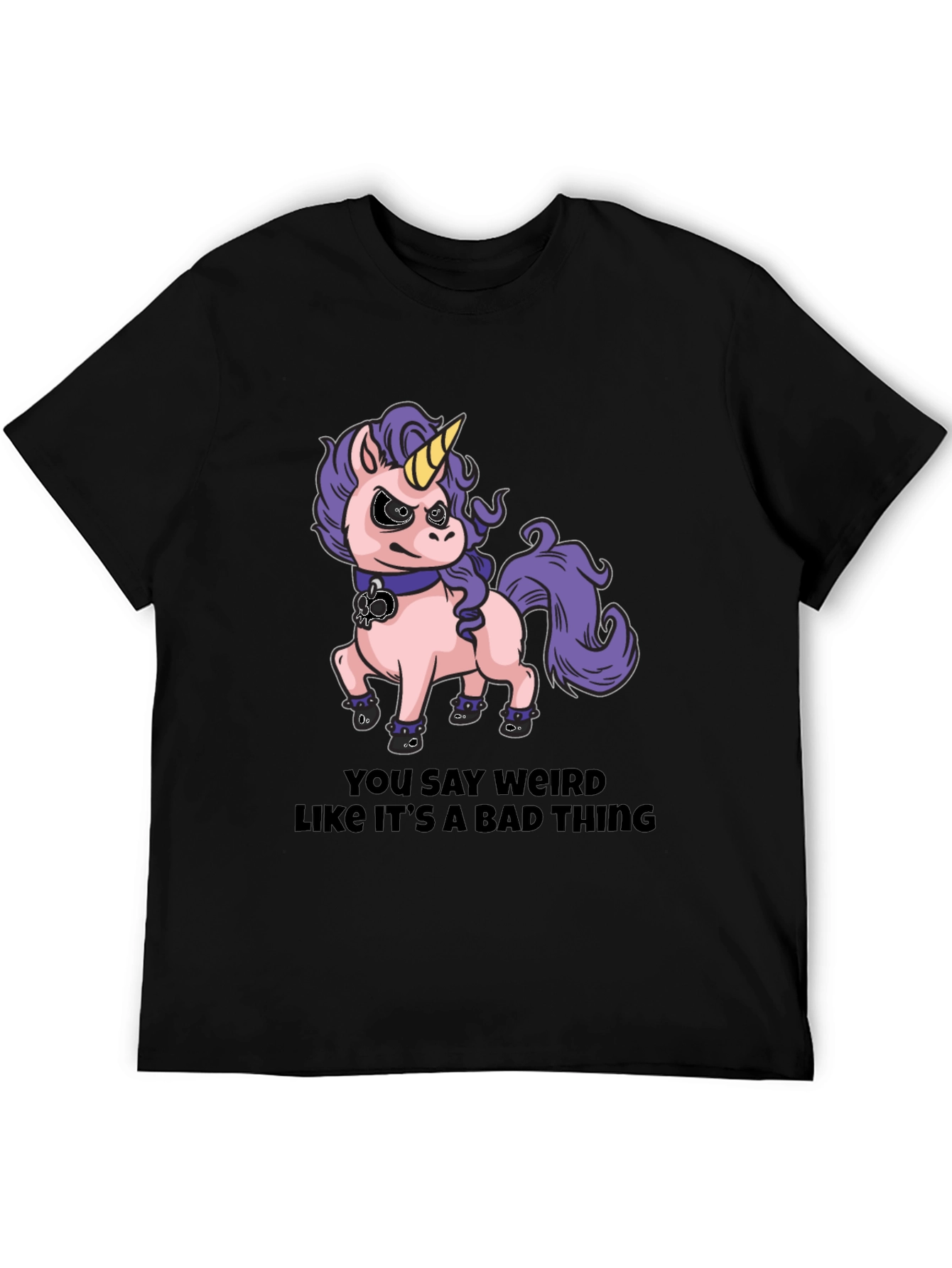 Black Funny Unicorn T-Shirt - You Say Weird view 5