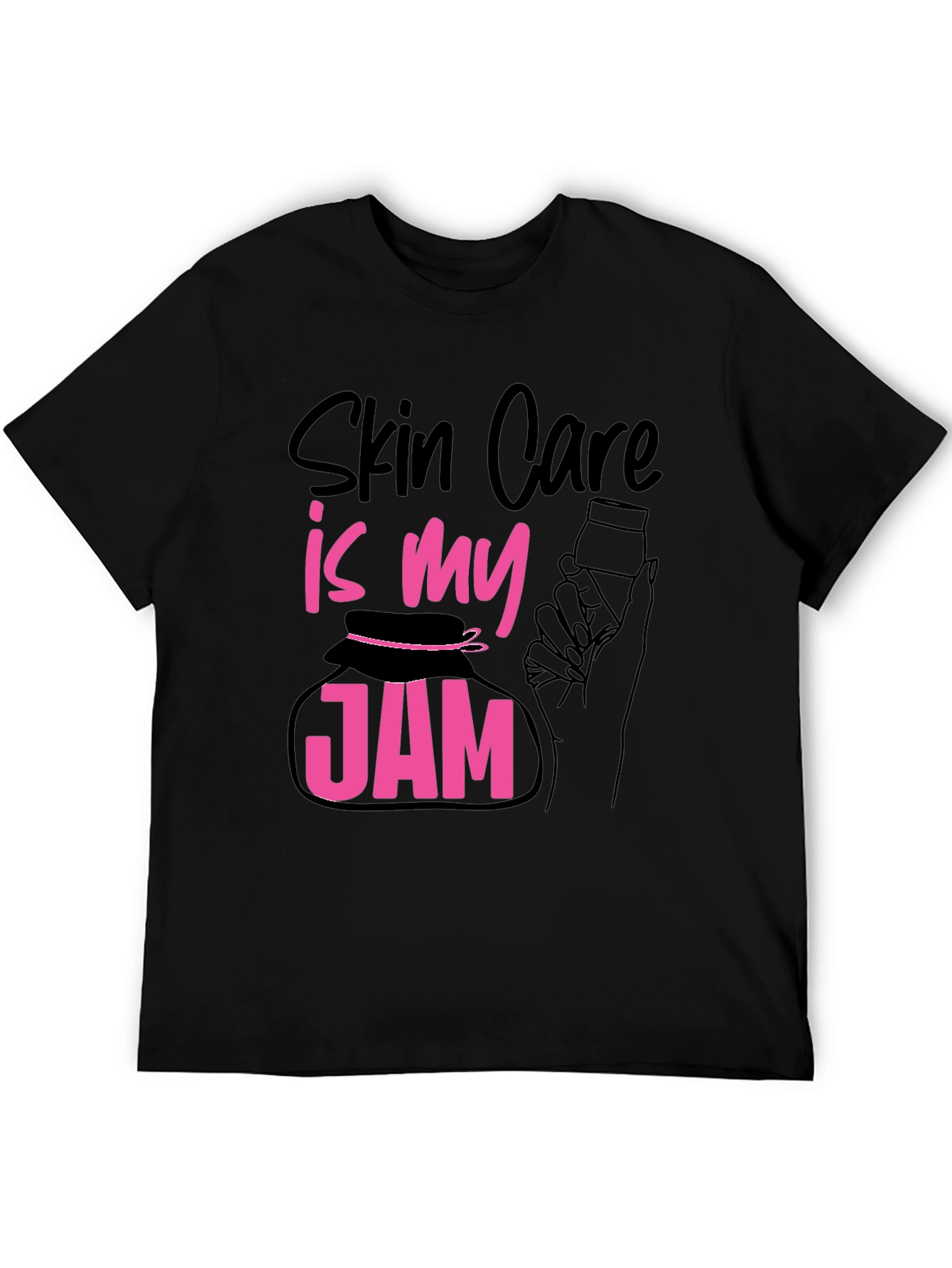Black Skin Care Is My Jam T-Shirt - Black Cotton Tee view 5