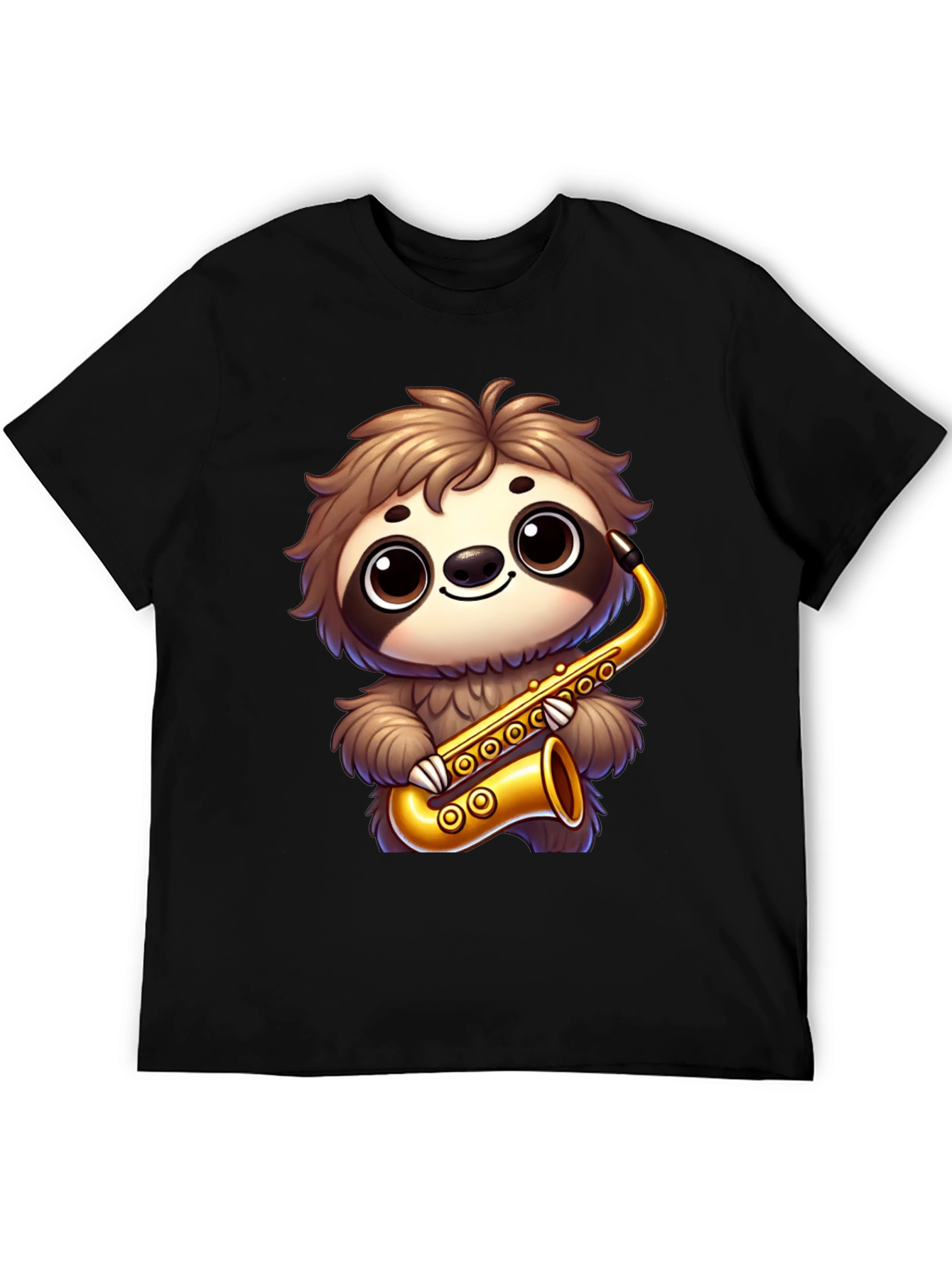 Black Sloth Saxophone T-Shirt - Cartoon Musician Tee view 5