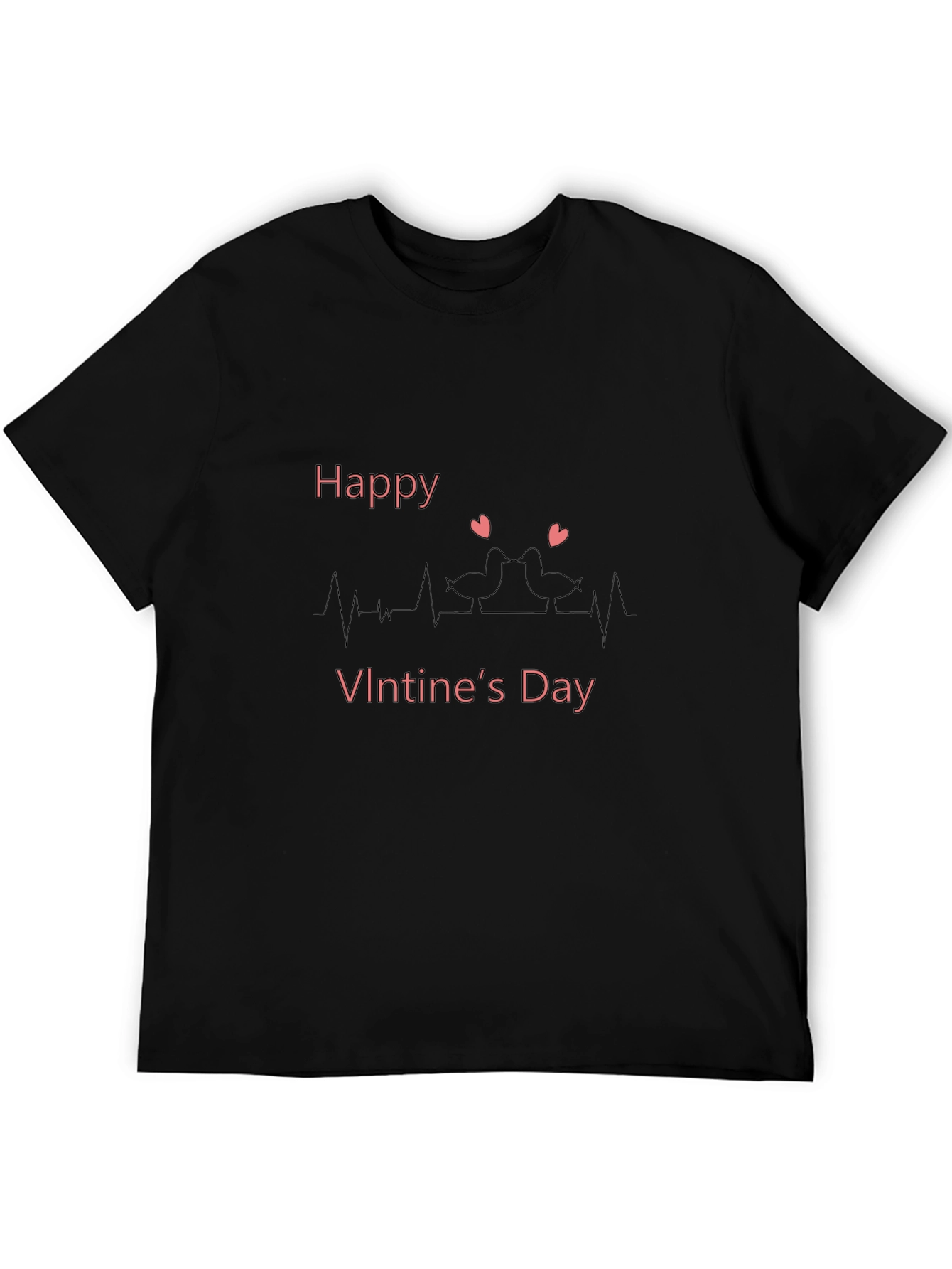 Black Happy Valentine's Day Graphic Tee - Black view 5