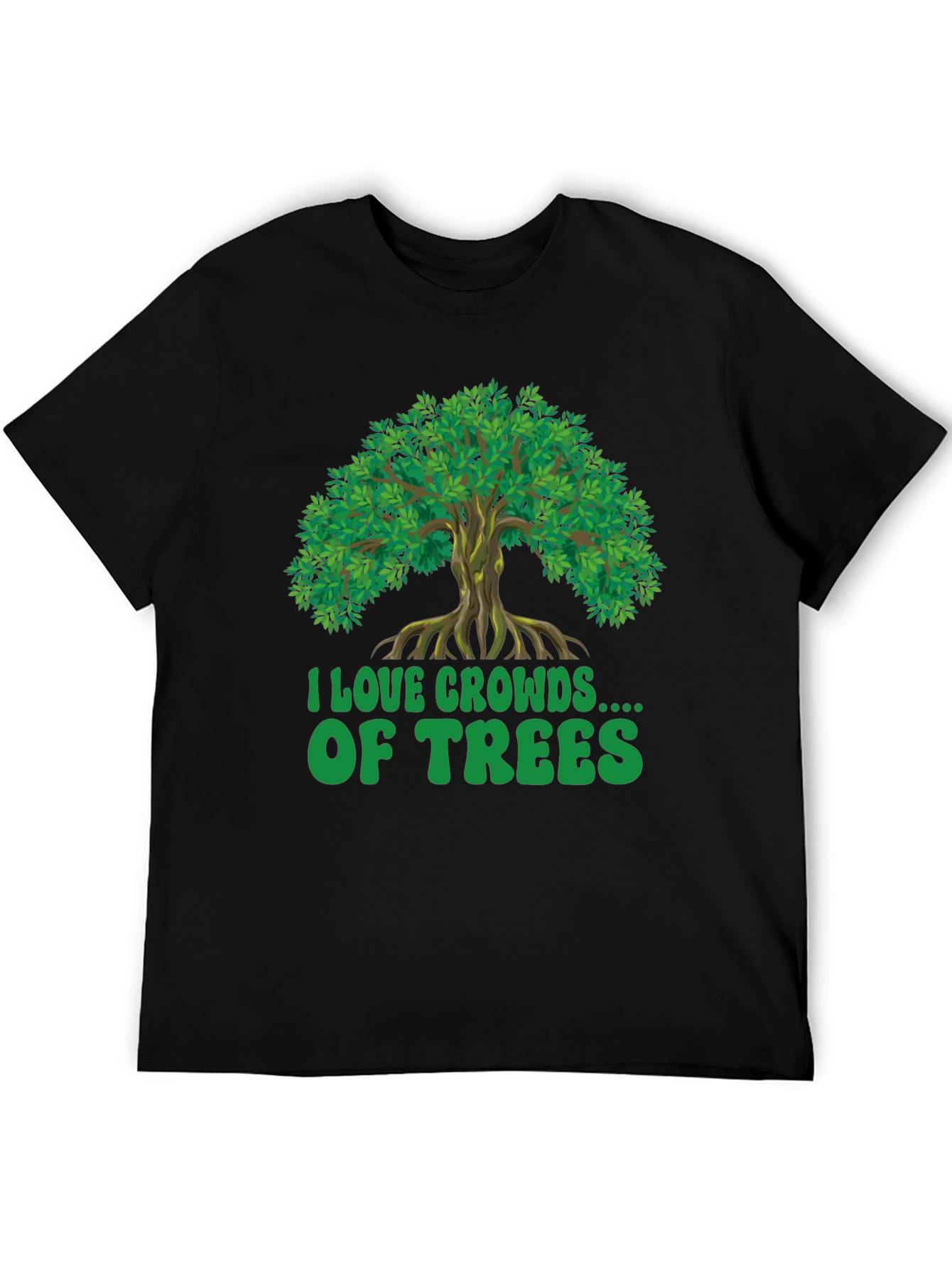 Black I Love Crowds of Trees Graphic T-Shirt view 5