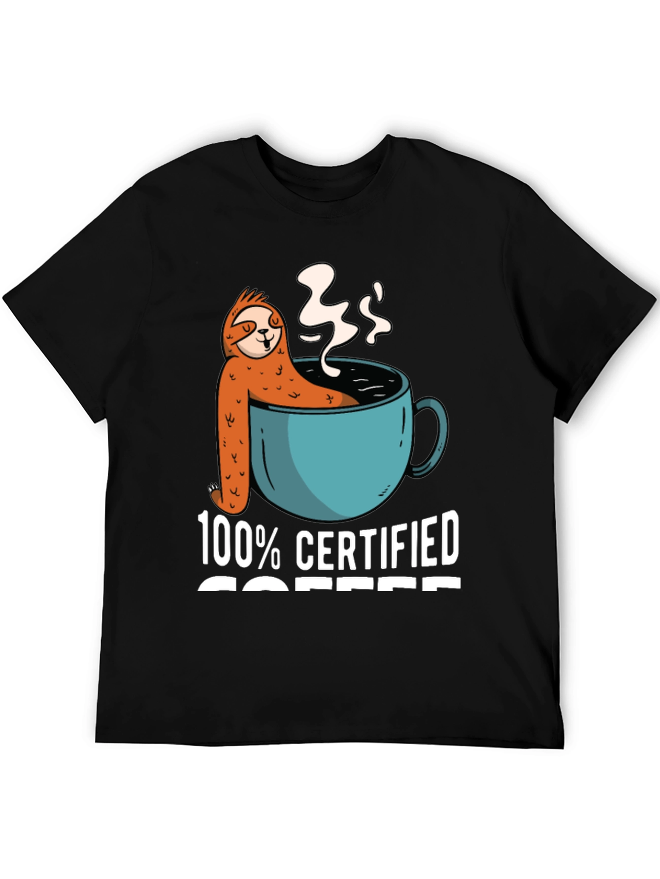 Black 100% Certified Coffee Sloth T-Shirt view 5