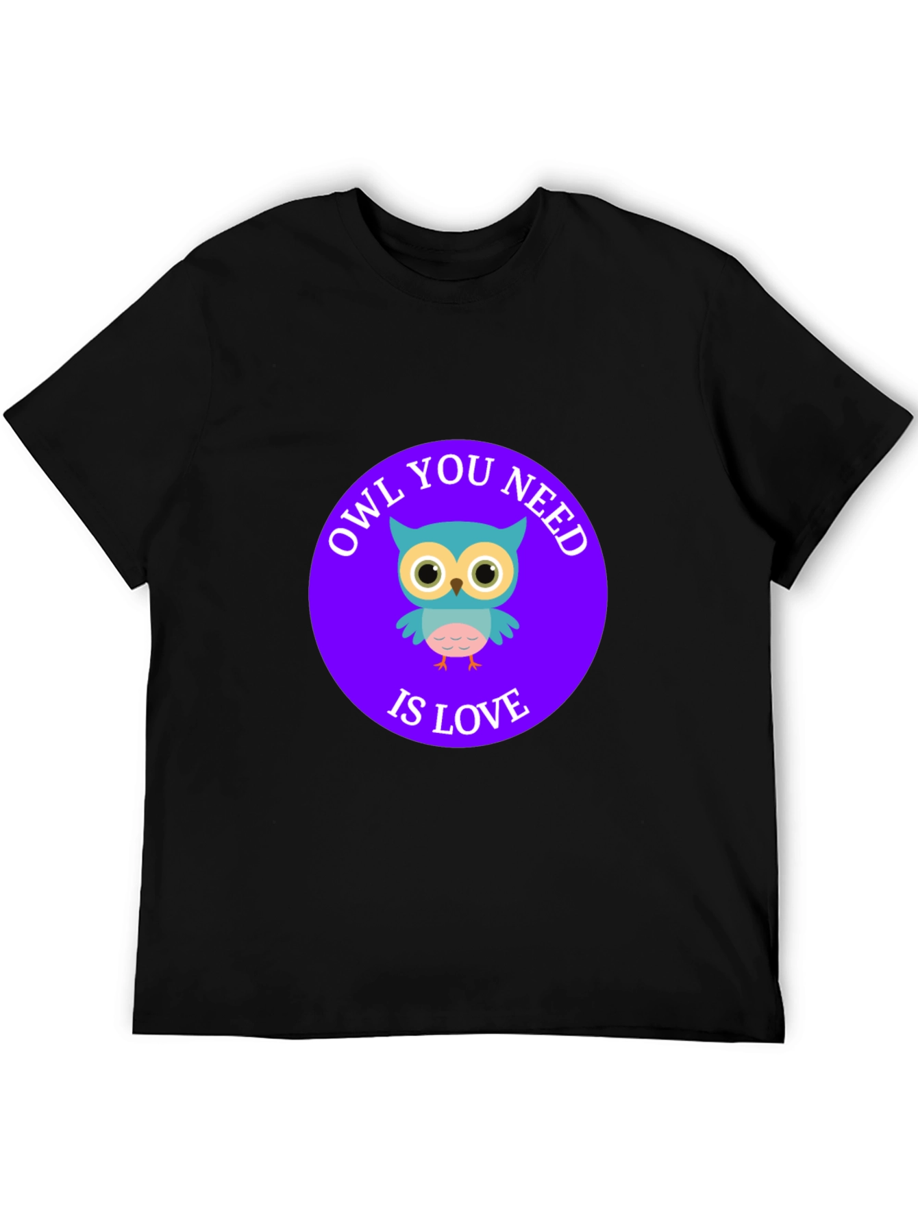 Black Owl You Need Is Love T-Shirt - Cute Cartoon Design view 5