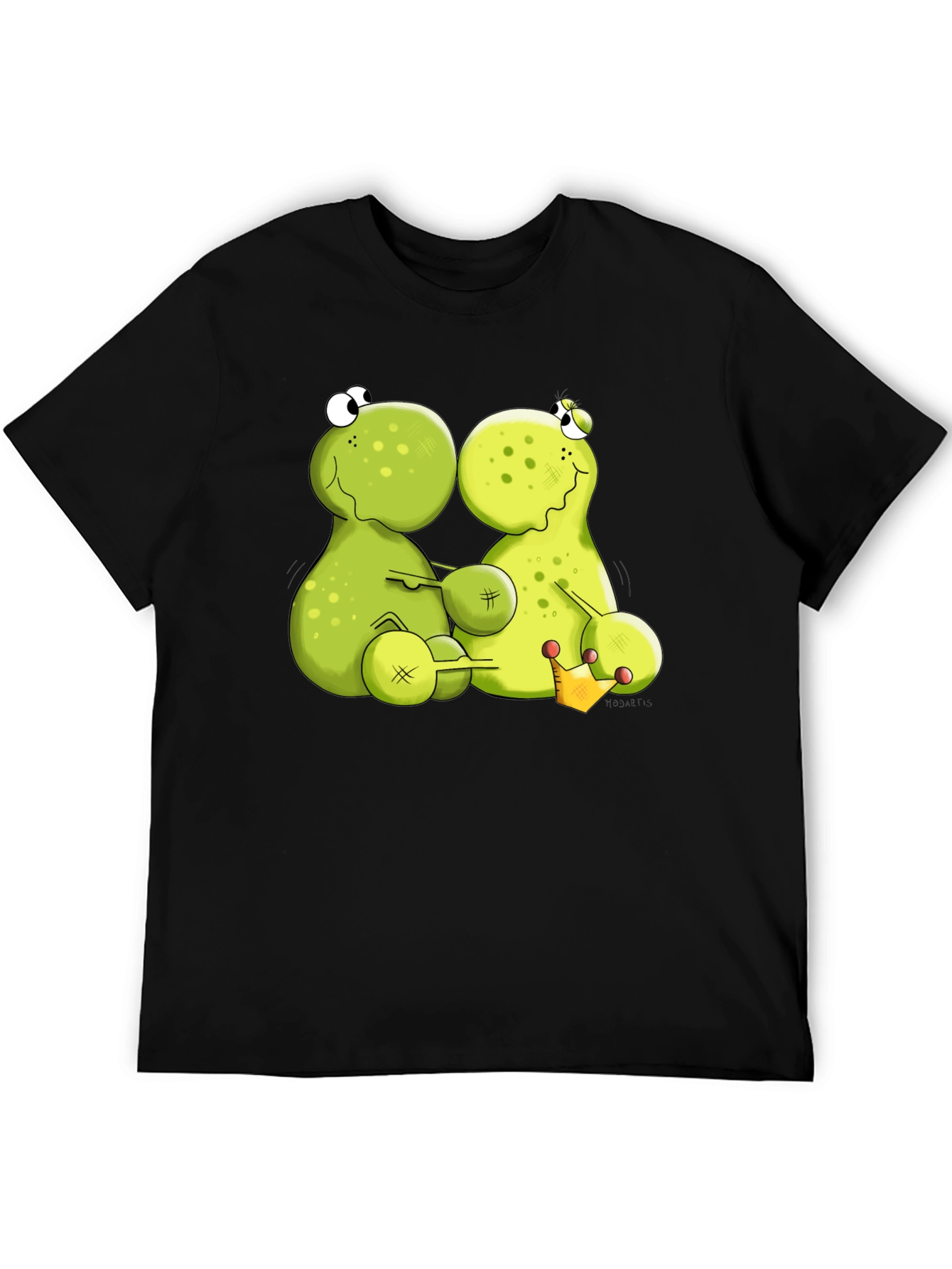 Black Funny Frog Cartoon Graphic Black T-Shirt view 5
