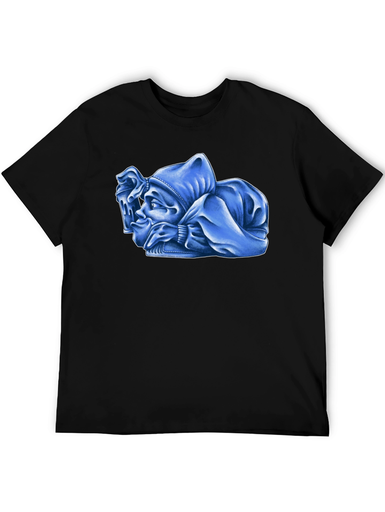 Black Blue Cartoon Character Graphic Black T-Shirt view 5