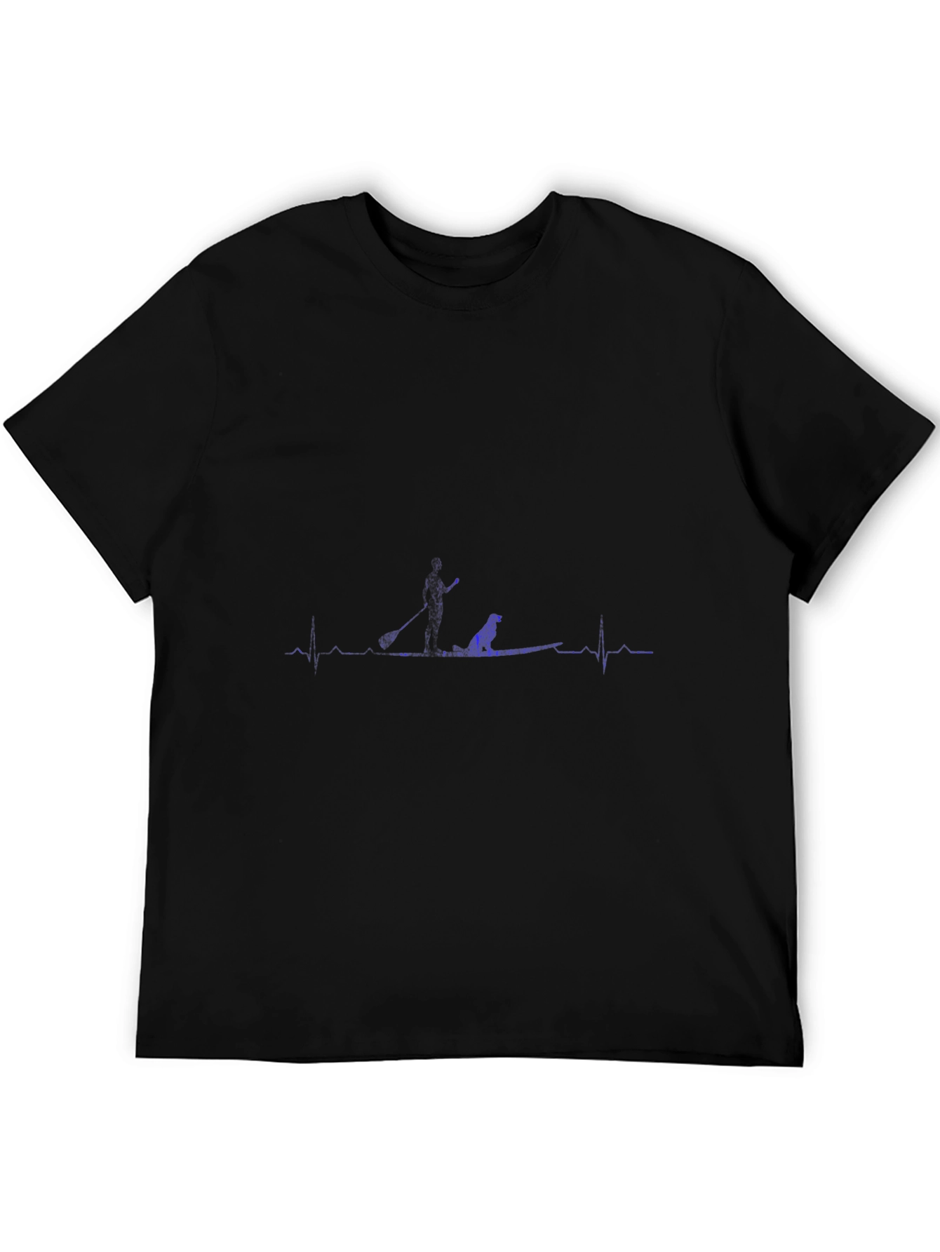Black Paddle Boarding Dog Heartbeat Tee view 5