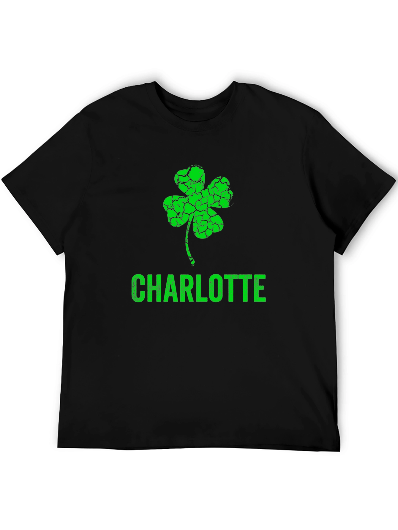 Black St. Patrick's Day Charlotte Shamrock T-Shirt view 5