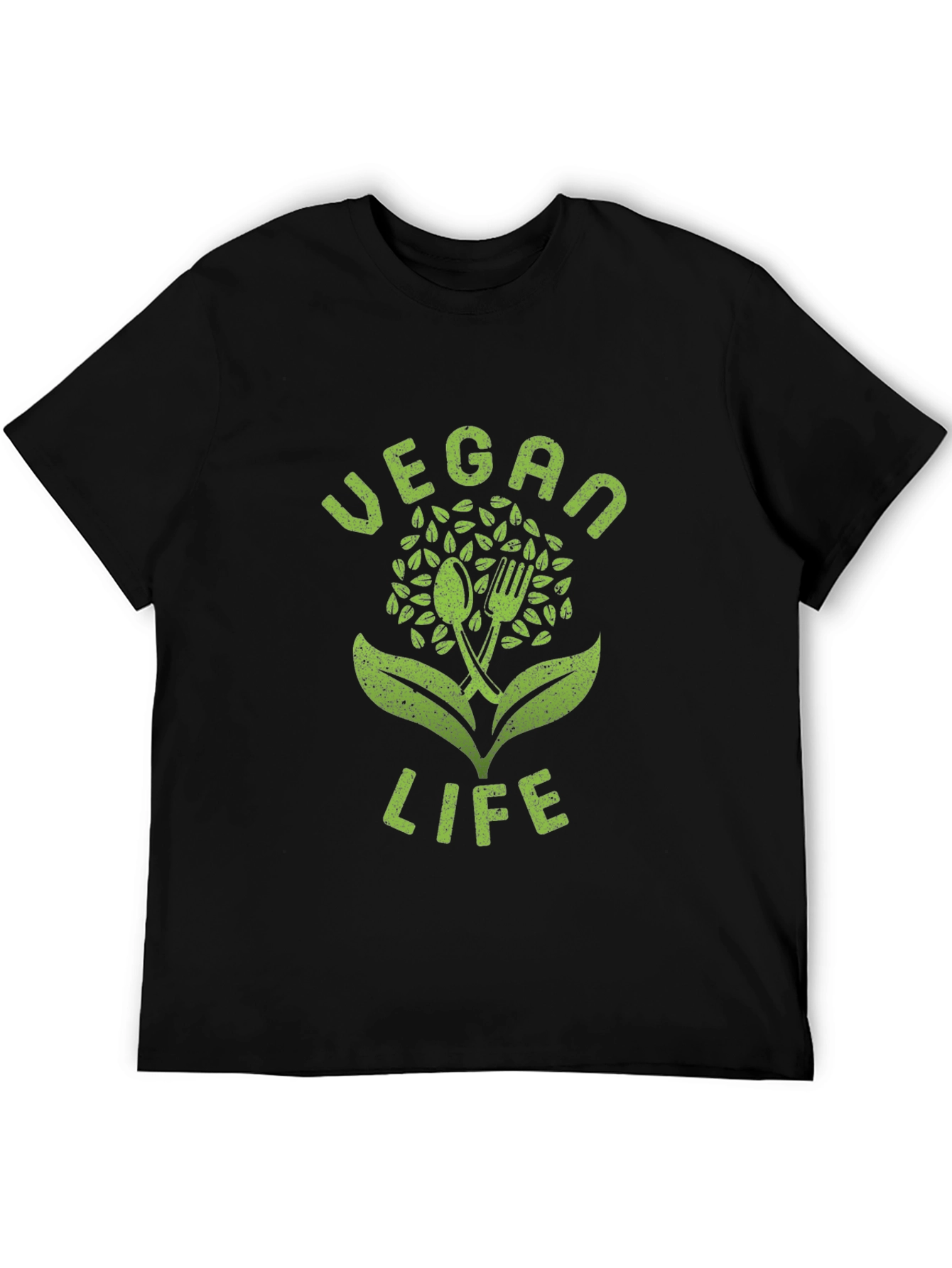 Vegan Life Graphic Tee - Black Cotton T-Shirt - 5