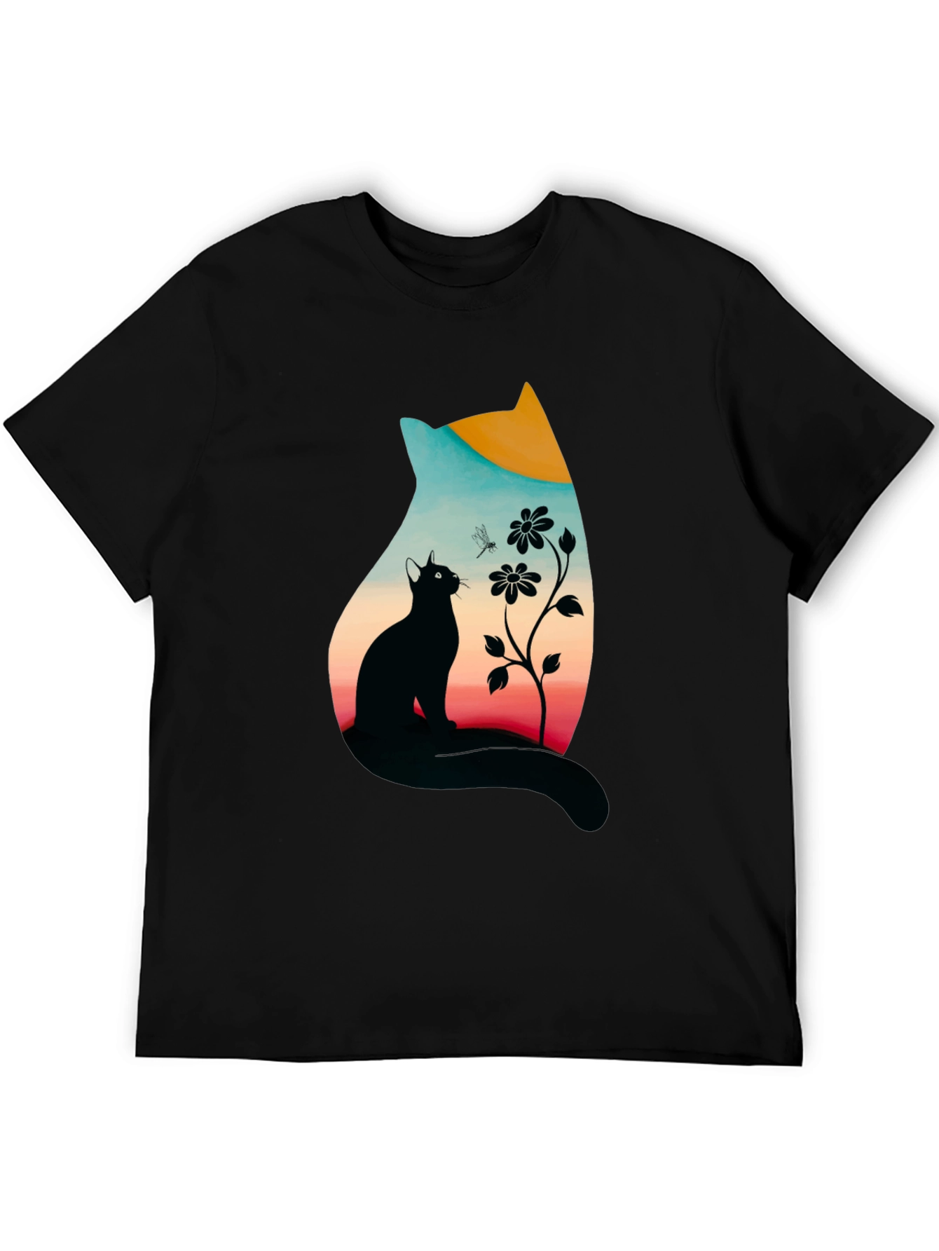 Black Cat Silhouette Graphic Print Tee view 5