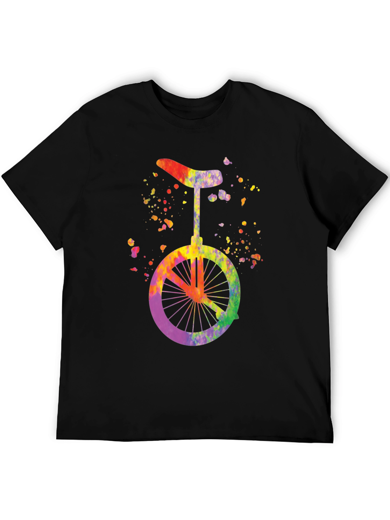 Black Watercolor Unicycle Graphic T-Shirt - Black view 5
