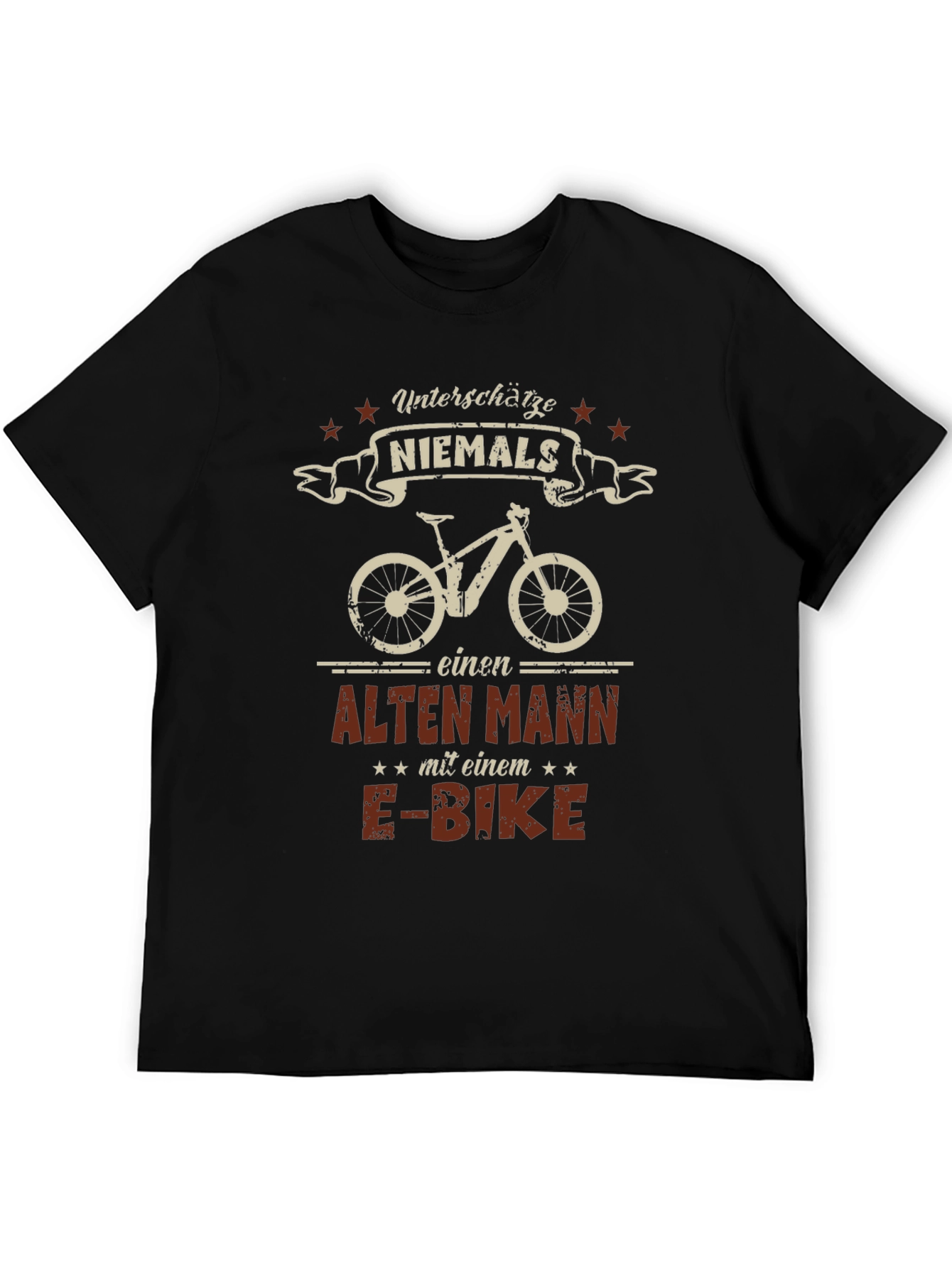 Black Funny German E-Bike Old Man T-Shirt view 5