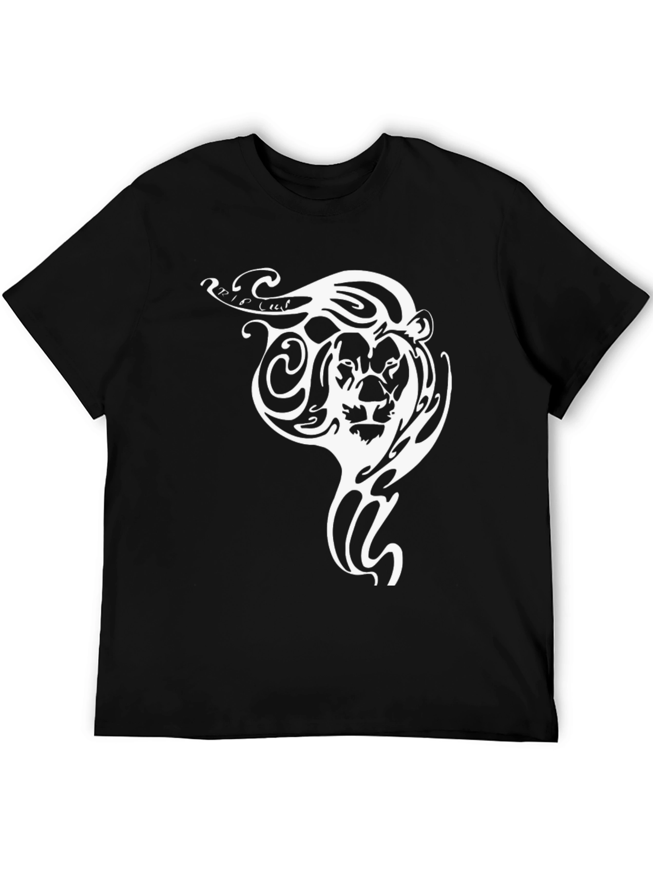 Black Tribal Lion Graphic Tee - Black Cotton Comfort view 5