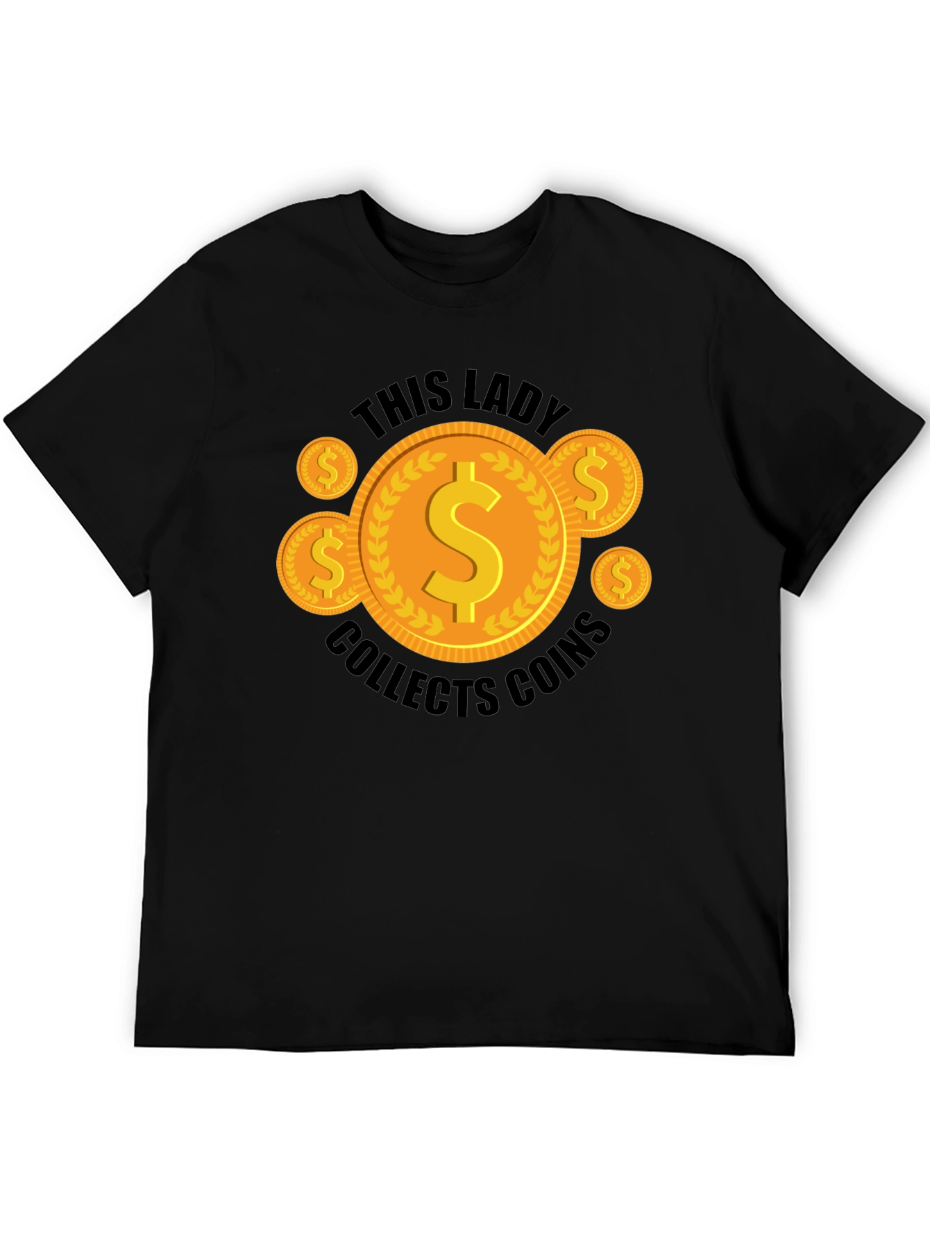 Black This Lady Collects Coins Graphic Tee view 5
