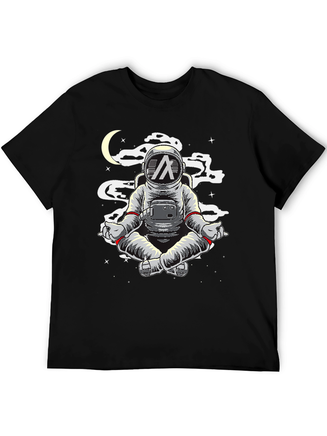 Black Astronaut Meditating T-Shirt - Space Yoga Black Tee view 5