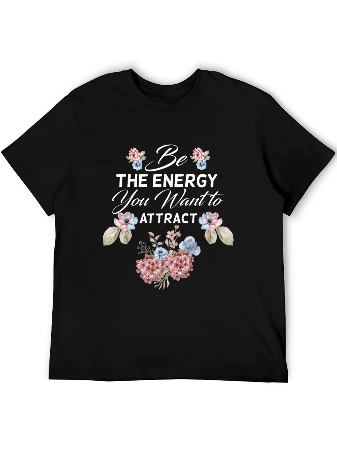 Black Be the Energy Graphic Tee - Floral Design view 5
