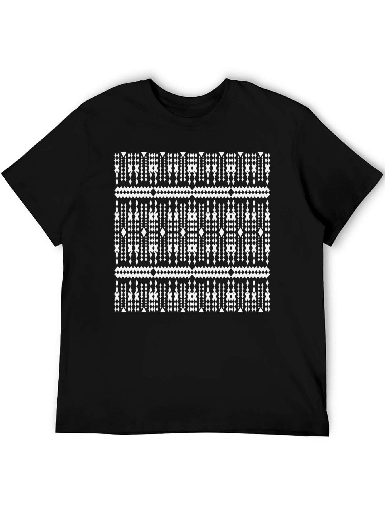 Black Geometric Pattern Black T-Shirt view 5