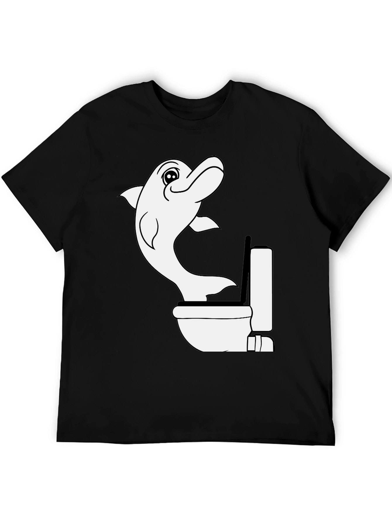 Black Dolphin Toilet Humor T-Shirt view 5