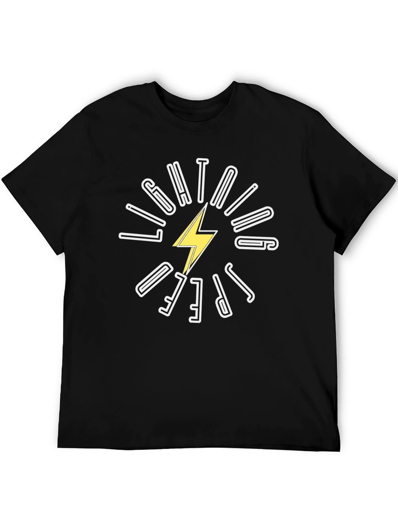 Black Lightning Speed Black Graphic T-Shirt view 5