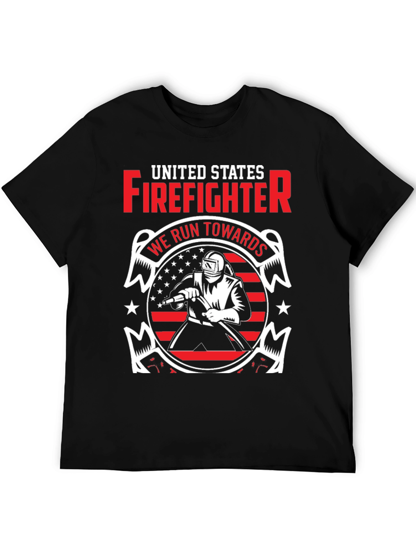 Black United States Firefighter Graphic T-Shirt view 5