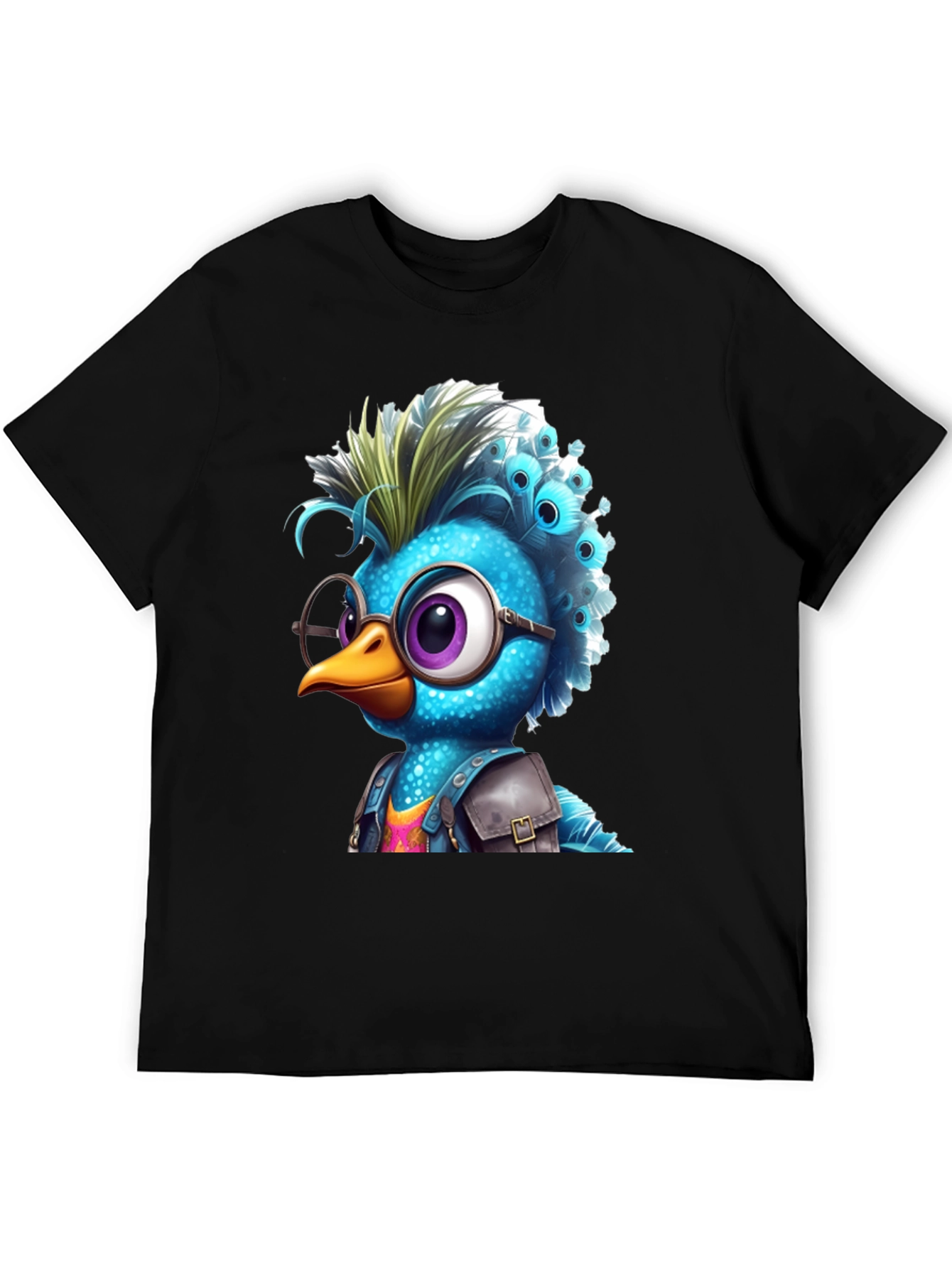 Black Cartoon Bird Graphic T-Shirt view 5