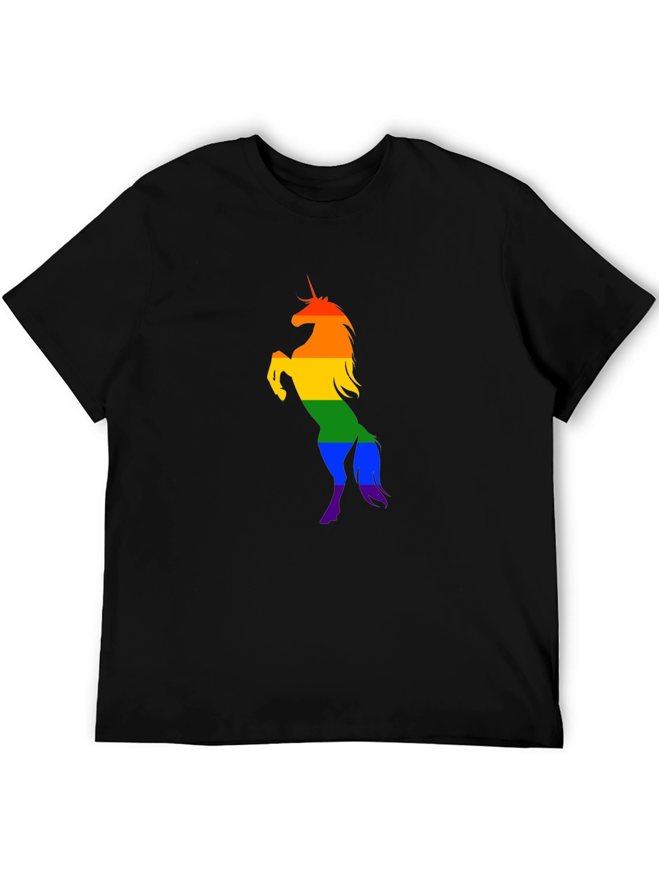 Black Rainbow Unicorn Graphic Tee - Black Cotton Shirt view 5