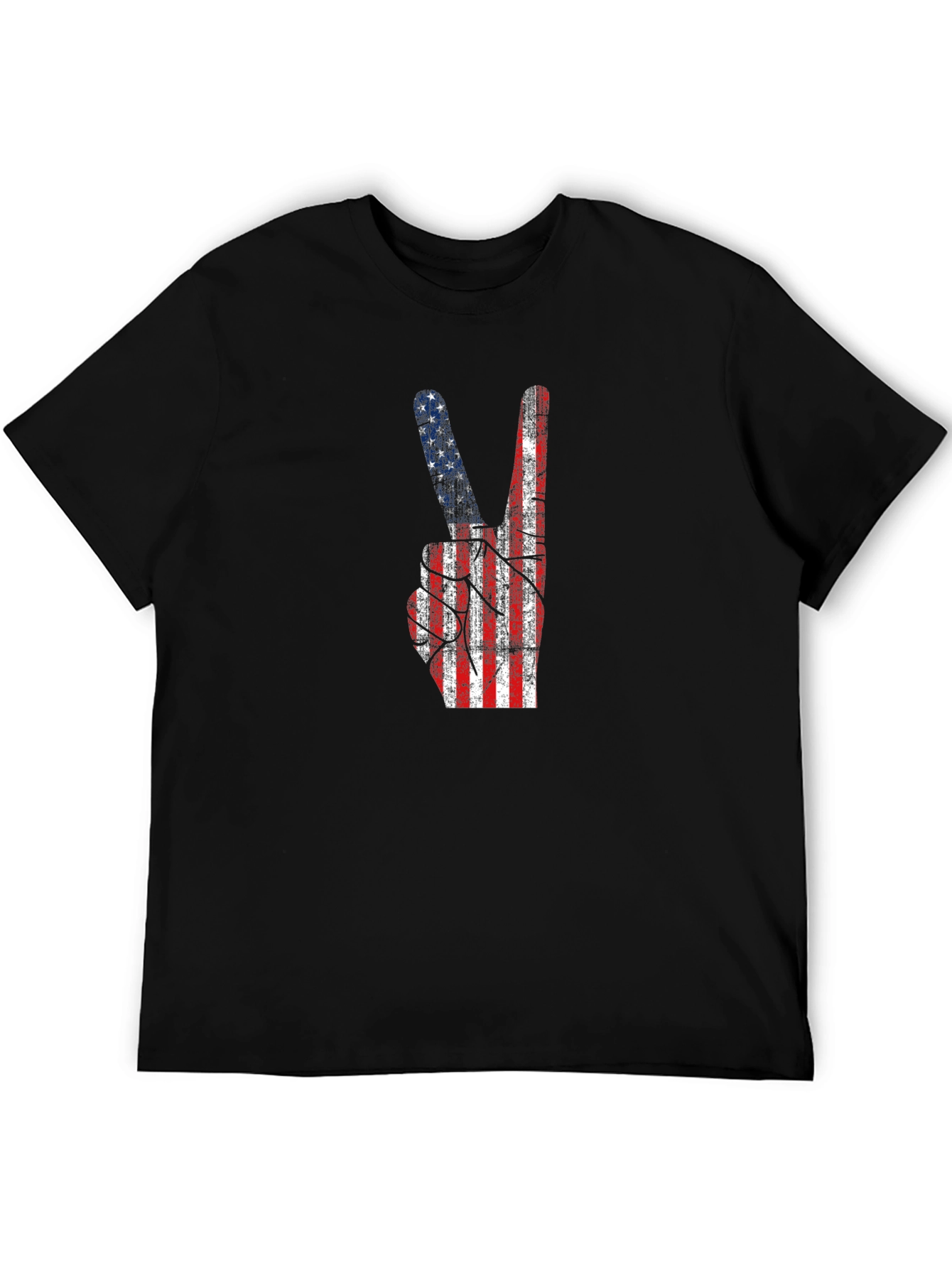 Black American Flag Peace Sign Graphic Tee - Black view 5