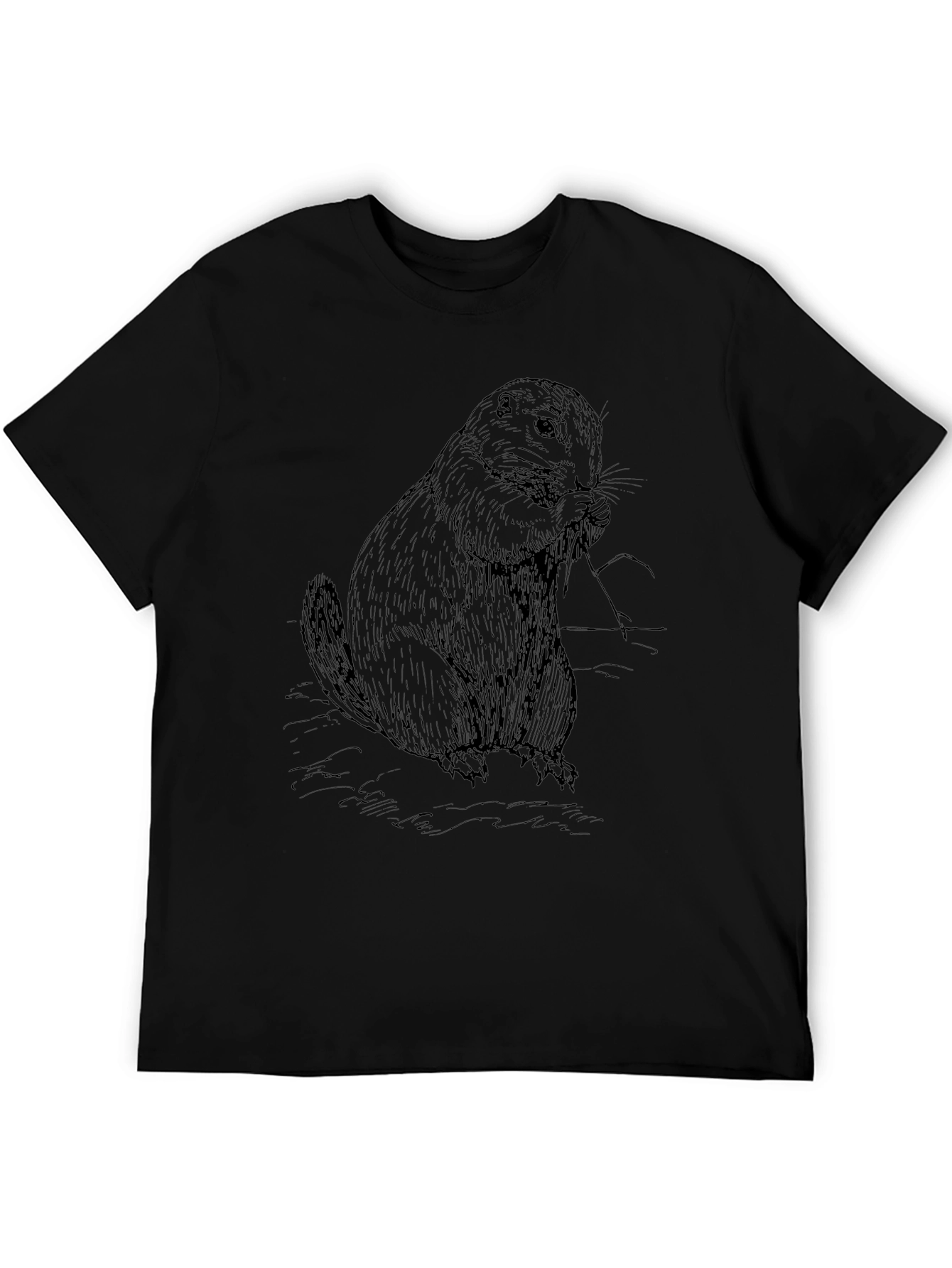 Black Groundhog Graphic Tee - Black Cotton Blend view 5