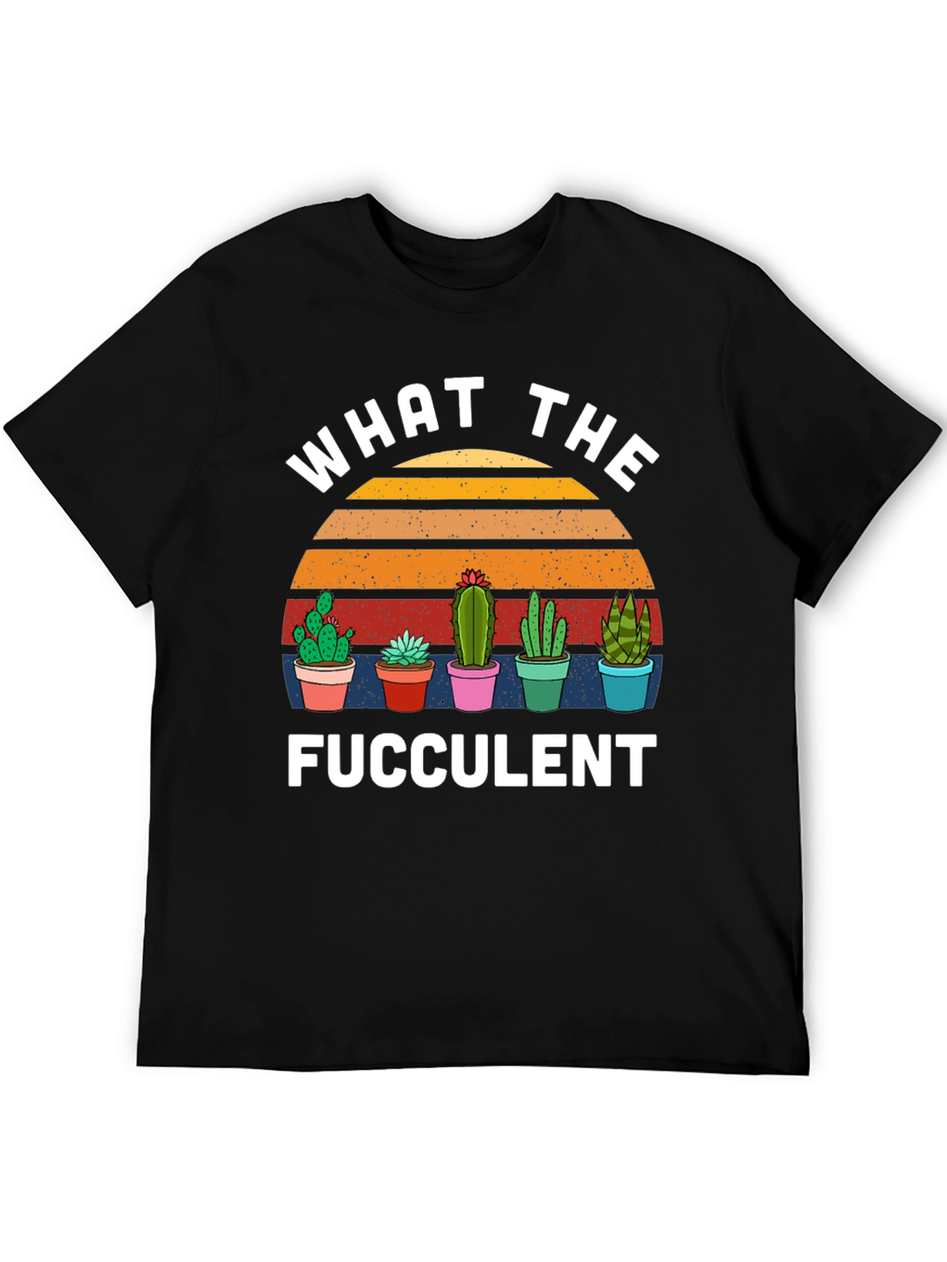 Black What the Fucculent T-Shirt Cactus Graphic Tee view 5