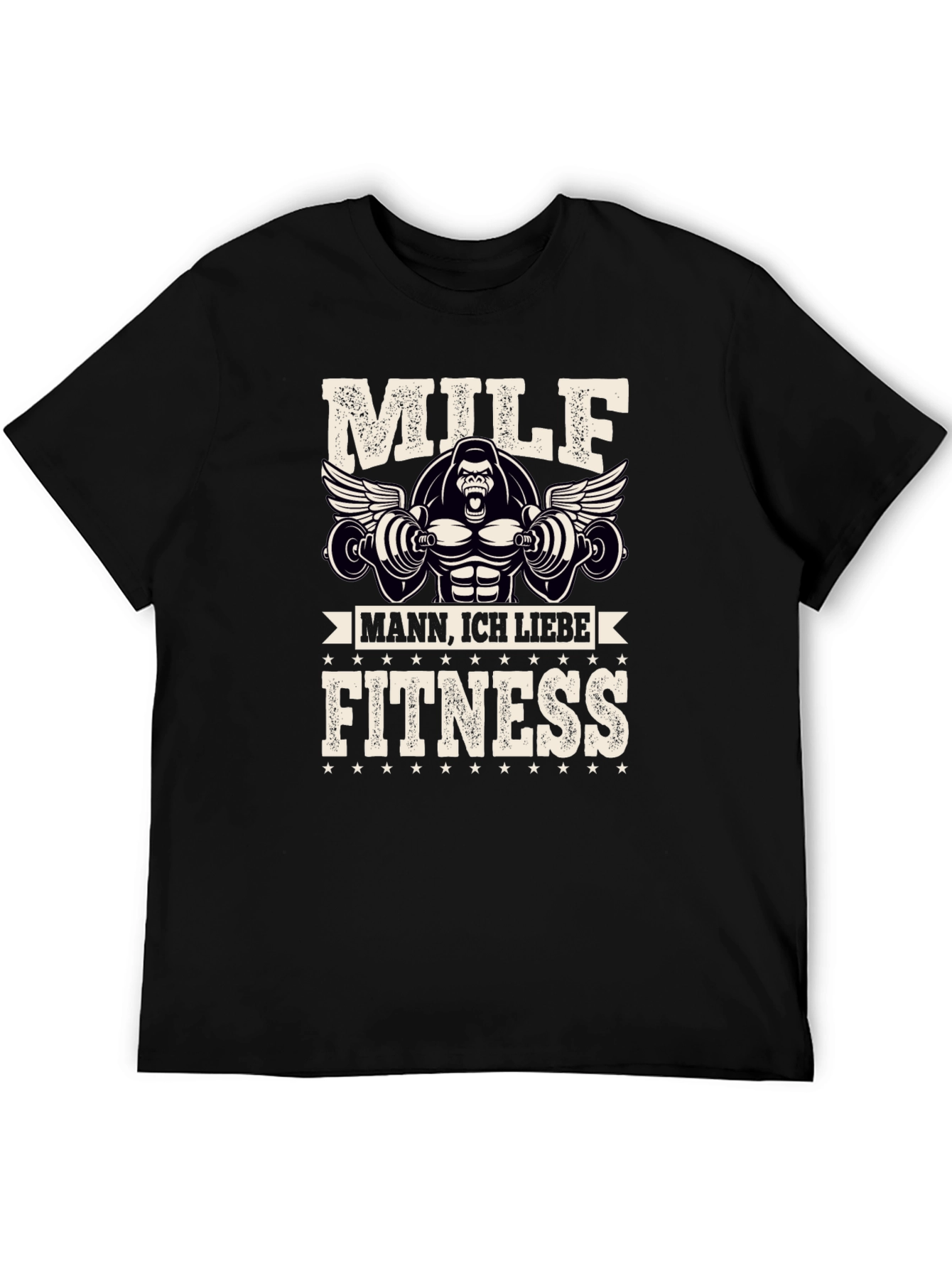 Black Milf Mann Fitness Gorilla Black Graphic Tee view 5