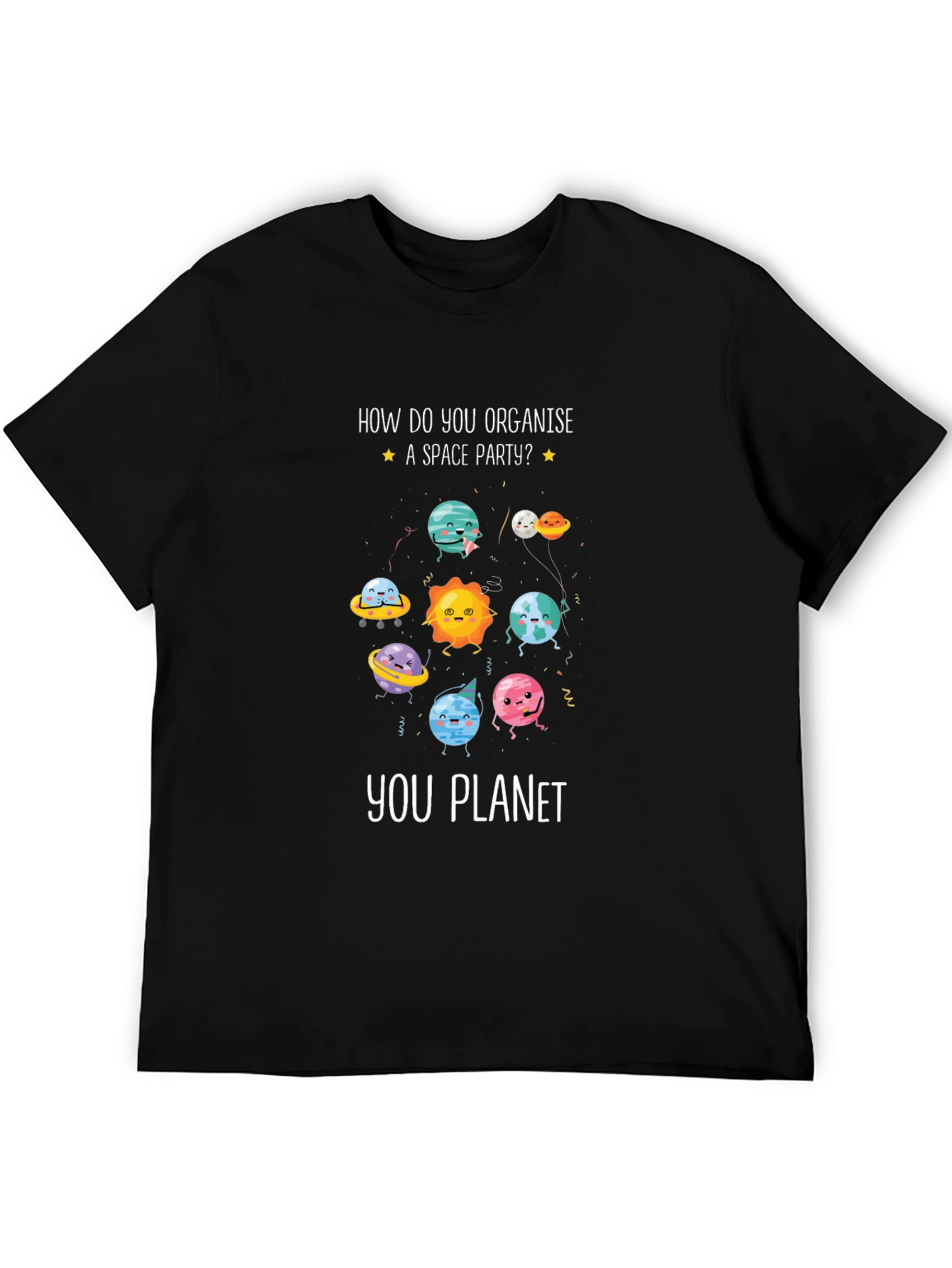 Black Space Party T-Shirt - How You Planet Funny Tee view 5