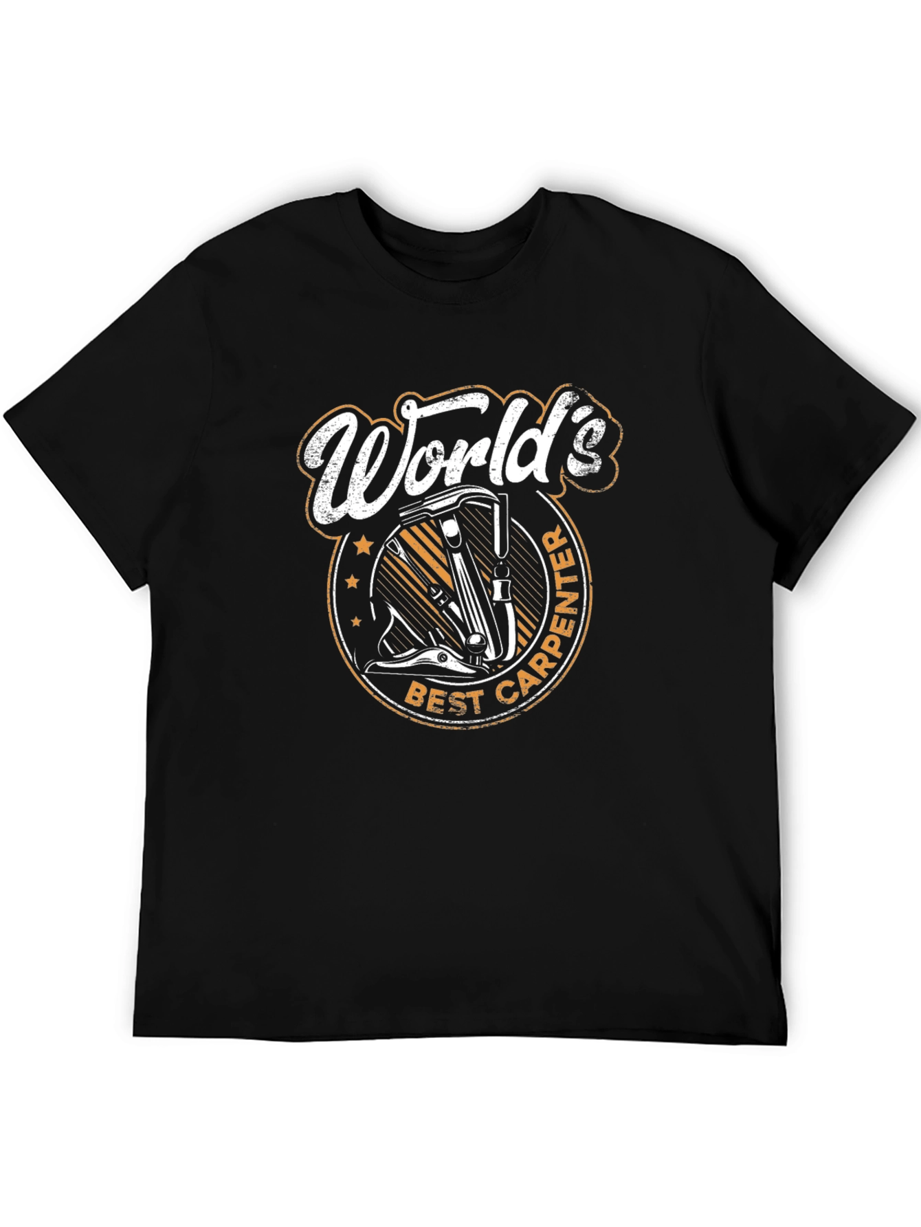 Black World's Best Carpenter T-Shirt - Black, Crew Neck view 5